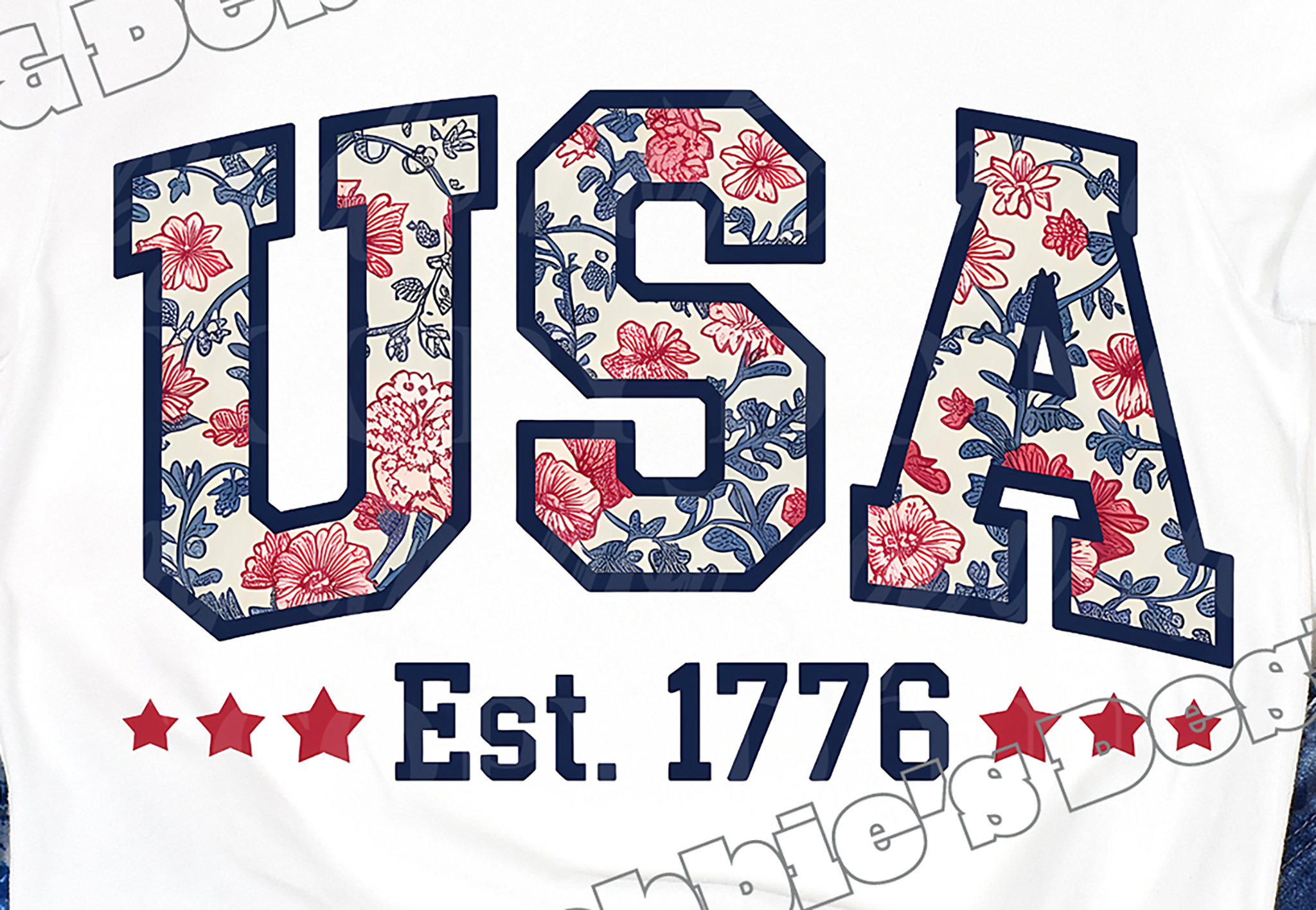 USA Est. 1776 Patriotic Floral T-Shirt