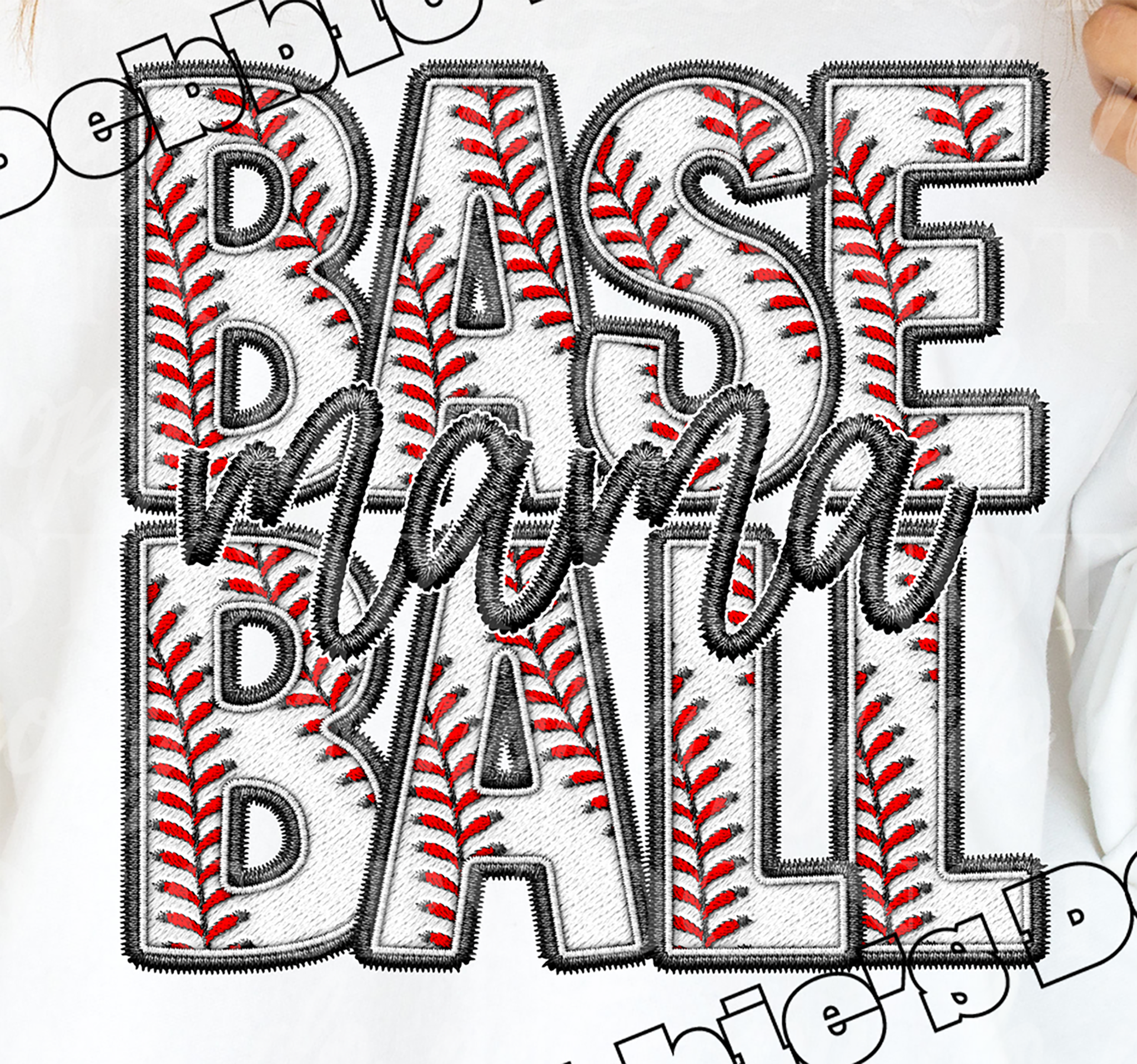 ⚾ BASEBALL mama Faux  embroidery Tee 💕