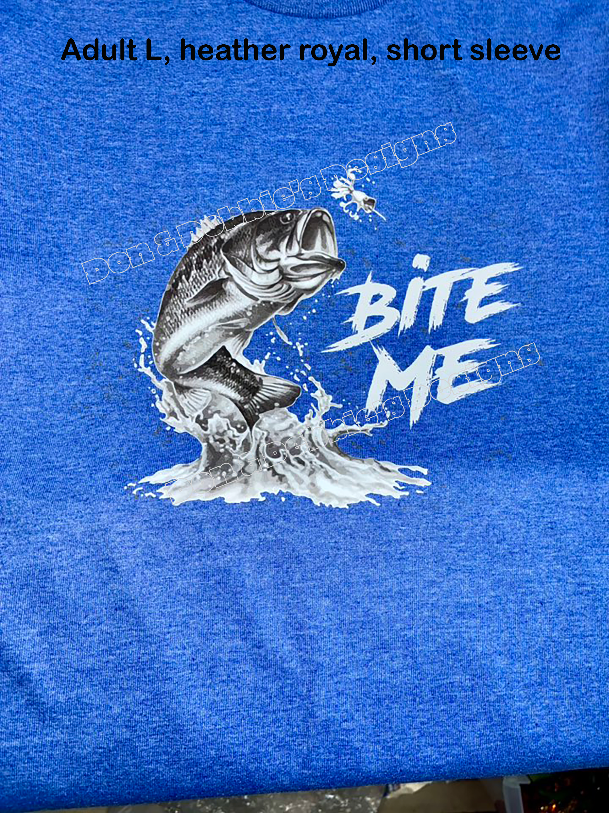 🎣 "Bite Me" Fishing Tee – Unisex Gildan in Heather Royal (L) 🐟💦