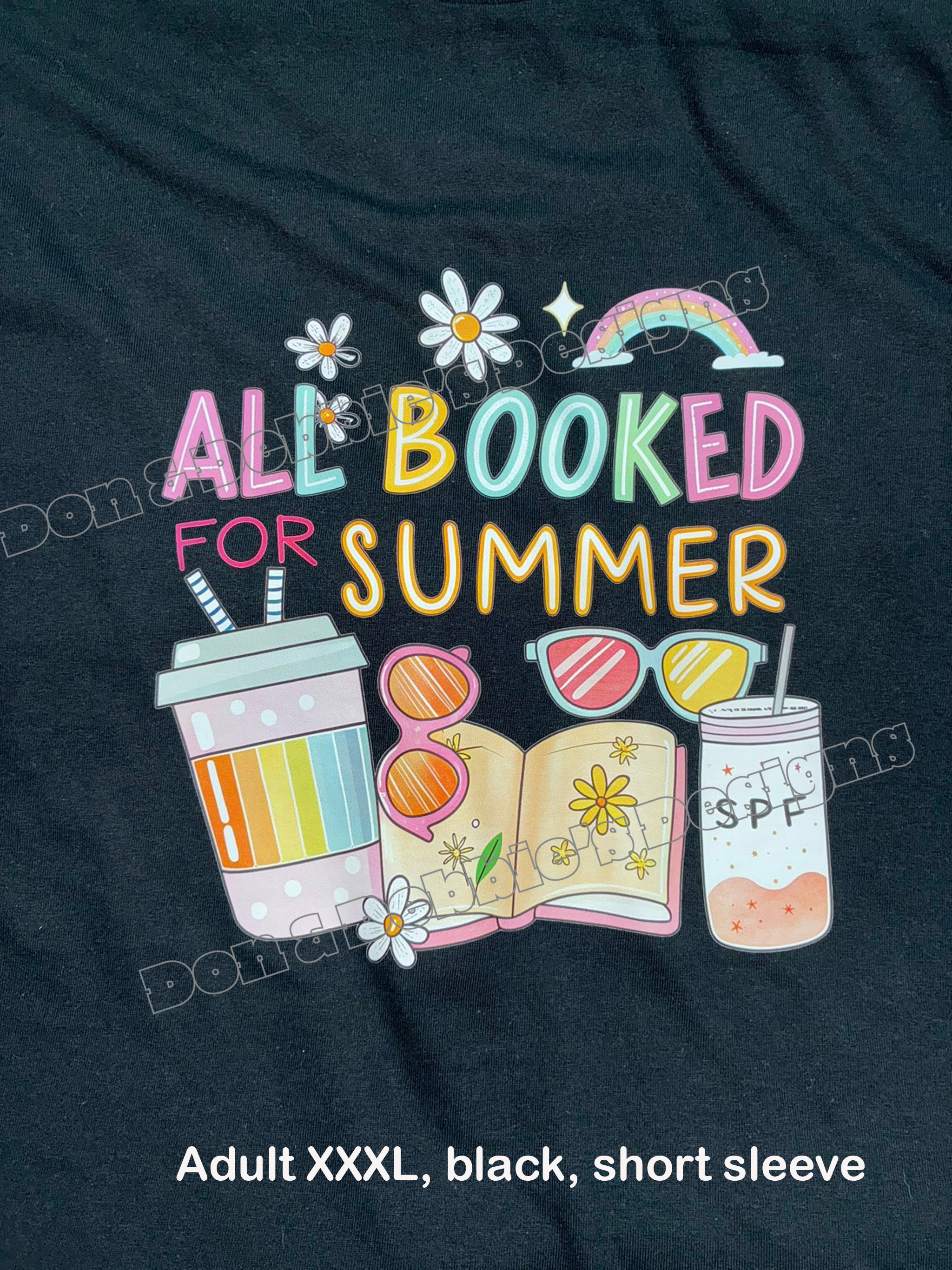 📚☀️ All Booked for Summer Tee – Unisex Gildan in Black (XXXL) 🌈🌼