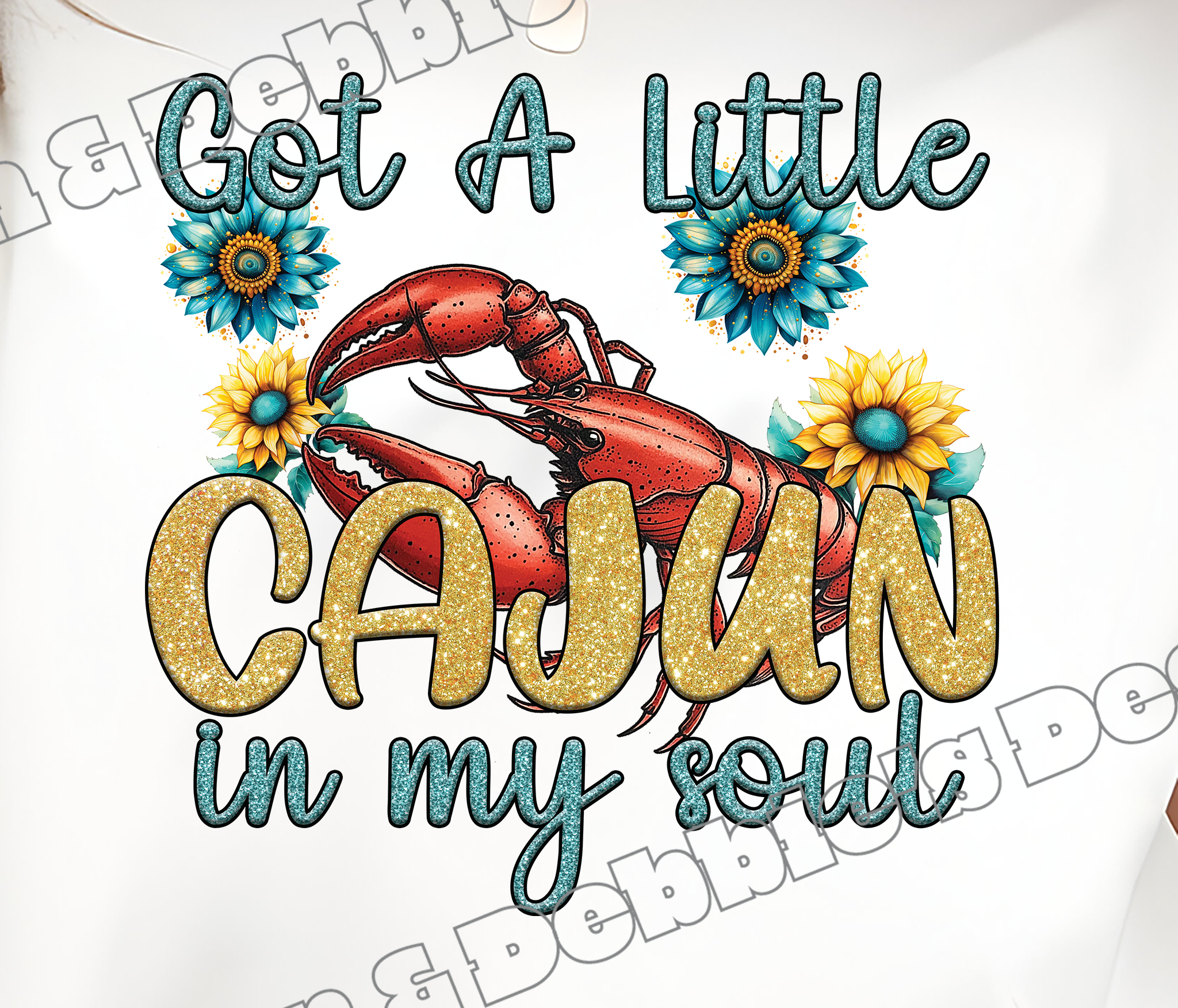 🦞 Got A Little Cajun In My Soul faux glitter tee🌻