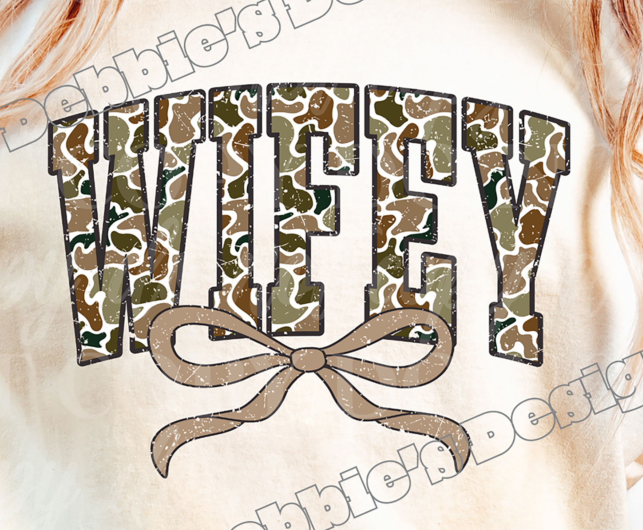 💍 Camo Wifey Bow DTF T-Shirt 💍