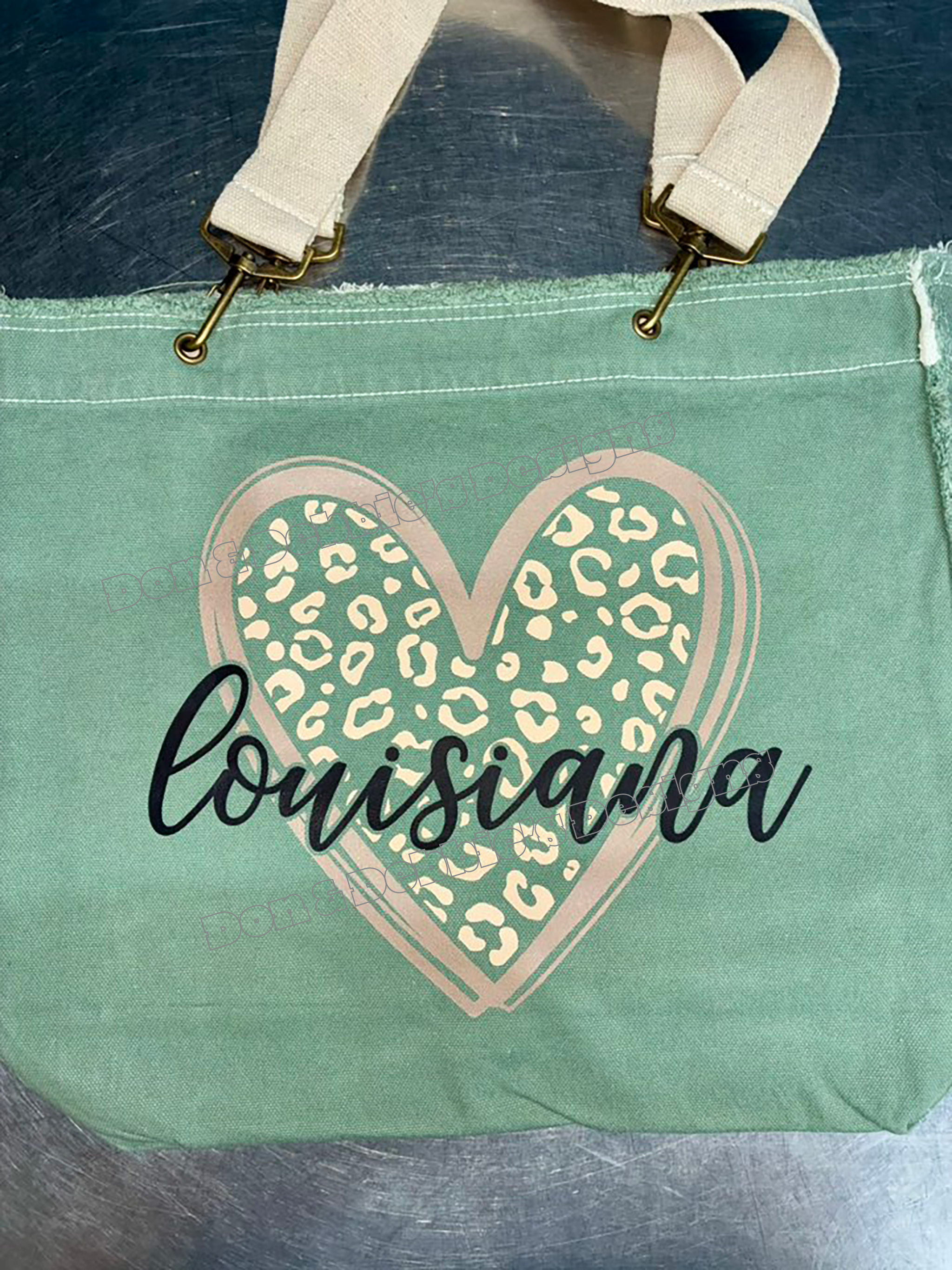💚🐆 Louisiana Cheetah Heart Tote Bag