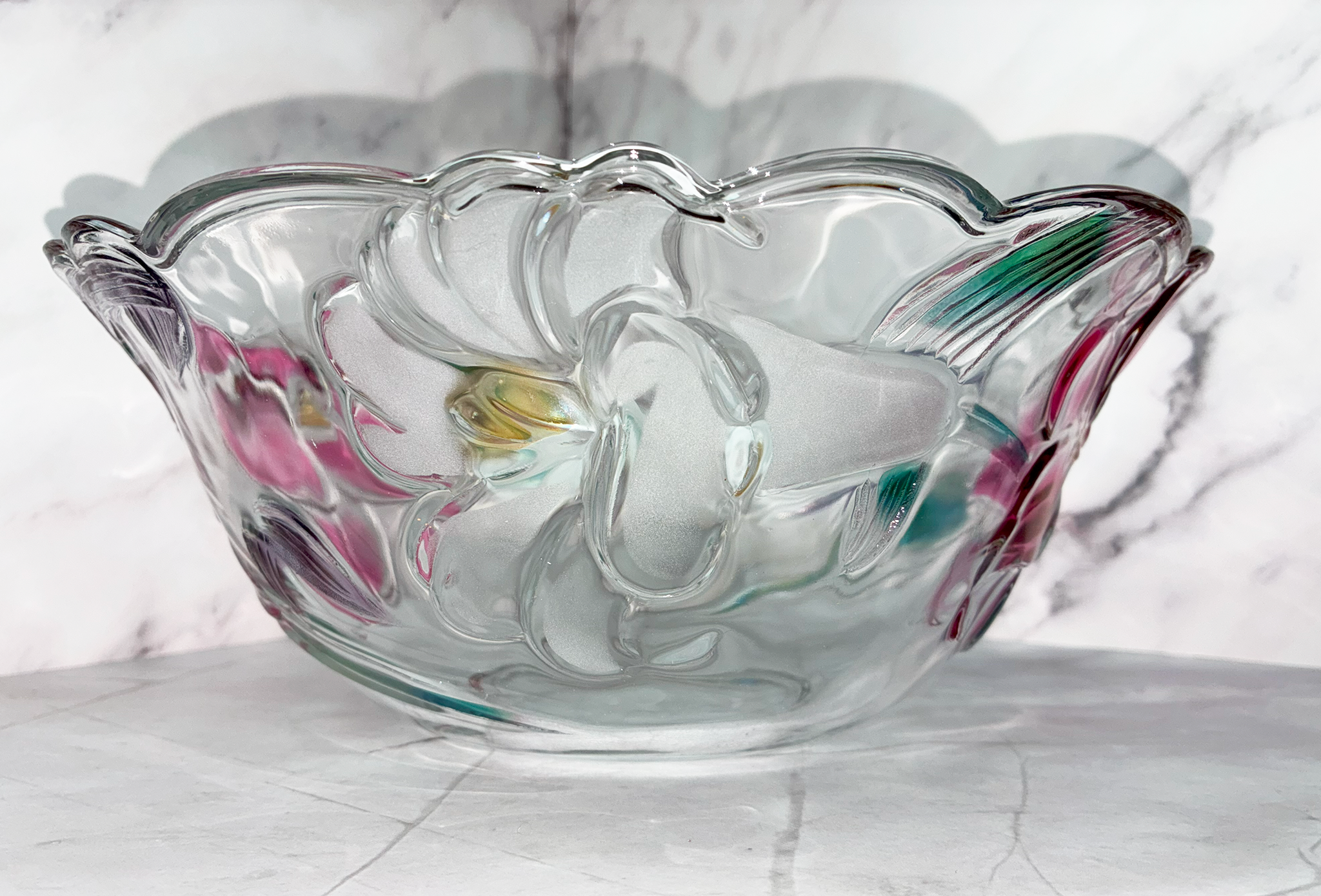 🌸 Vintage 1980s Mikasa Crystal Flower Serving Bowl 🌸