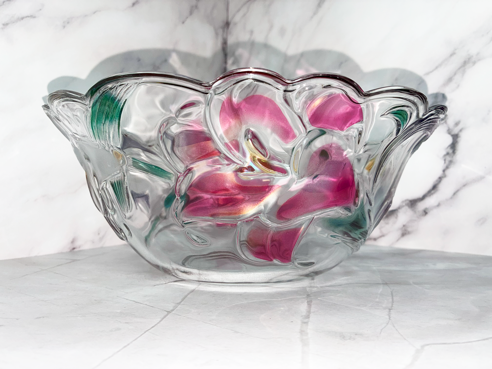 🌸 Vintage 1980s Mikasa Crystal Flower Serving Bowl 🌸