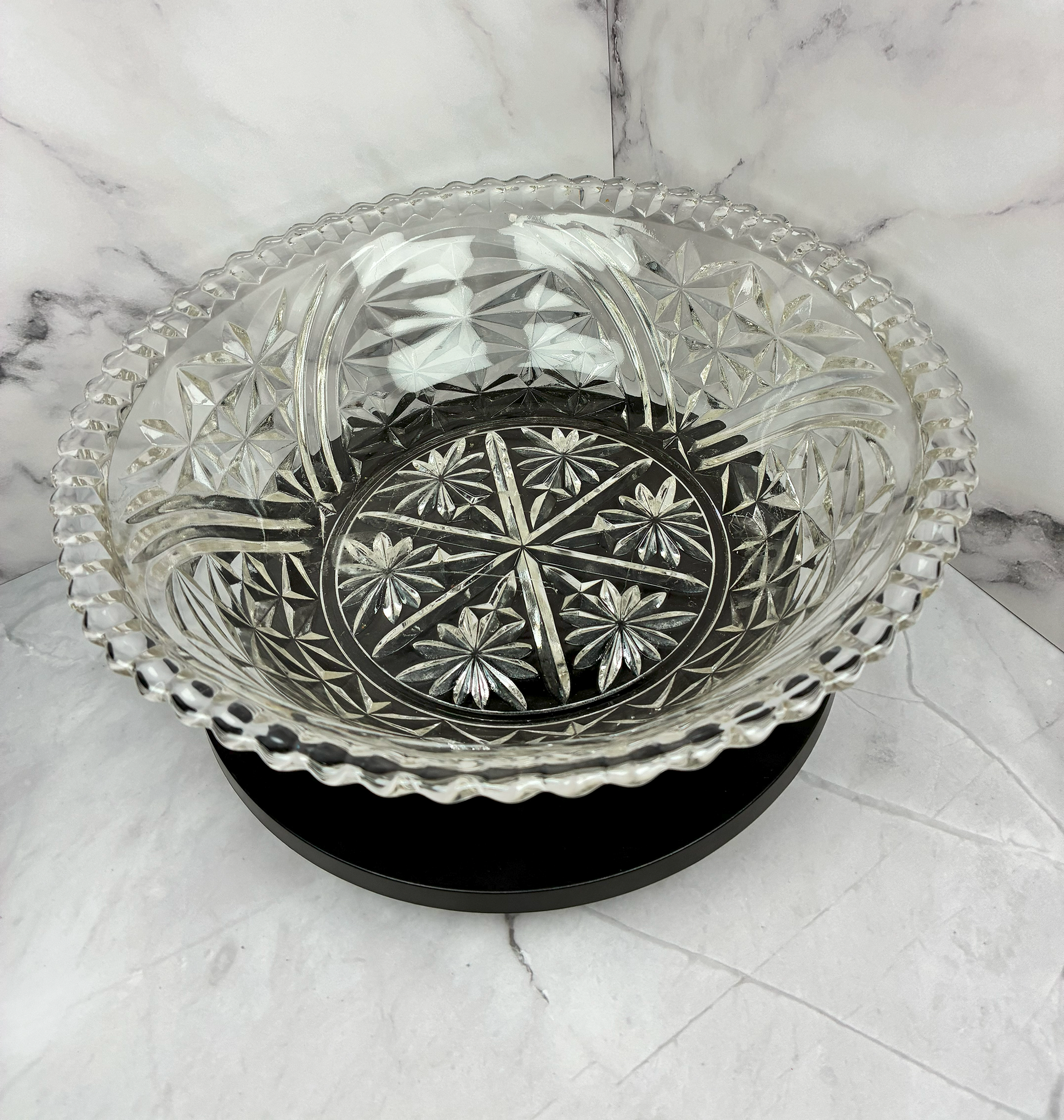 ✨ Vintage Crystal "Stars & Bars" Serving Bowl – Early 1970s ✨