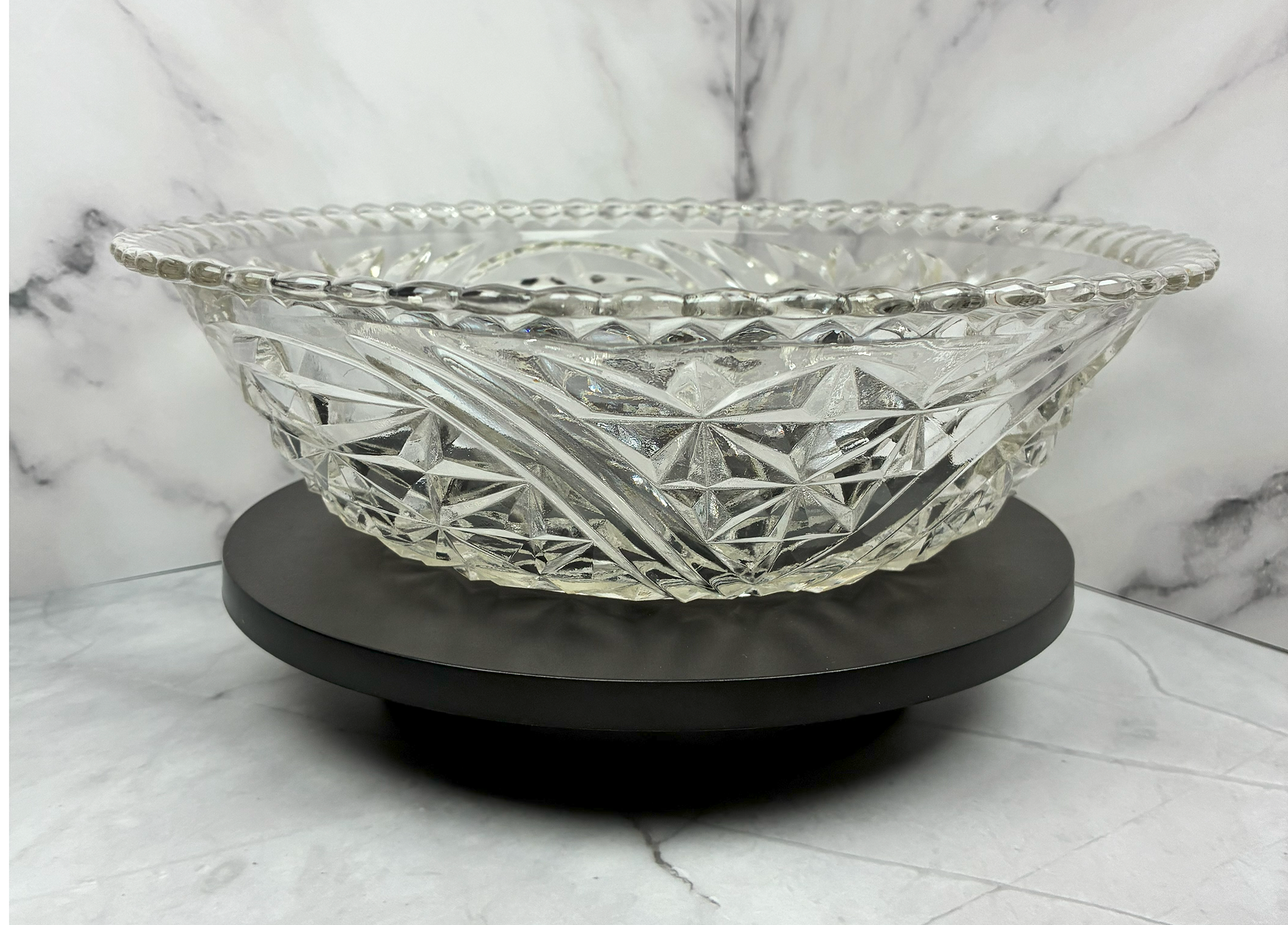 ✨ Vintage Crystal "Stars & Bars" Serving Bowl – Early 1970s ✨