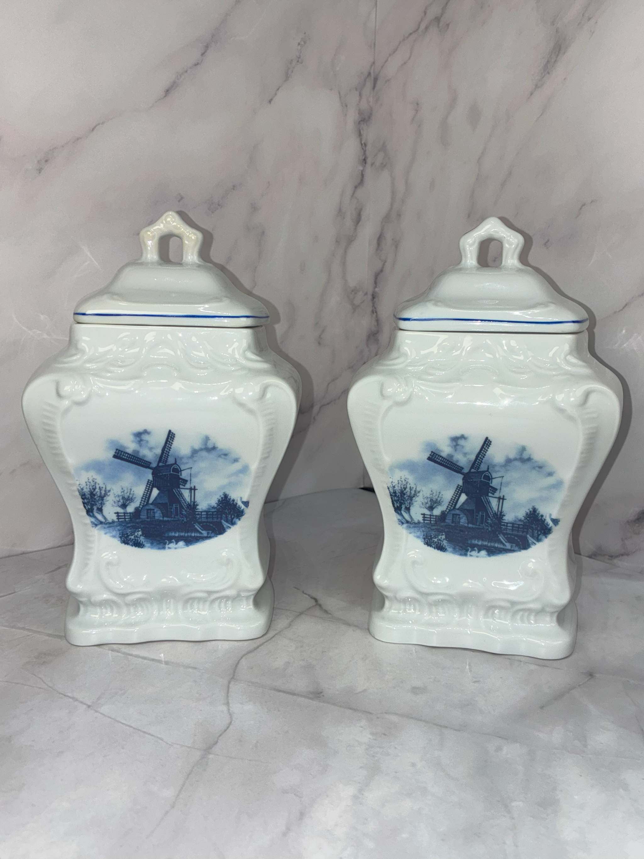 💙 Vintage 1980s Ter Steege Delft Blue Holland Canister Set (4 pcs) 💙
