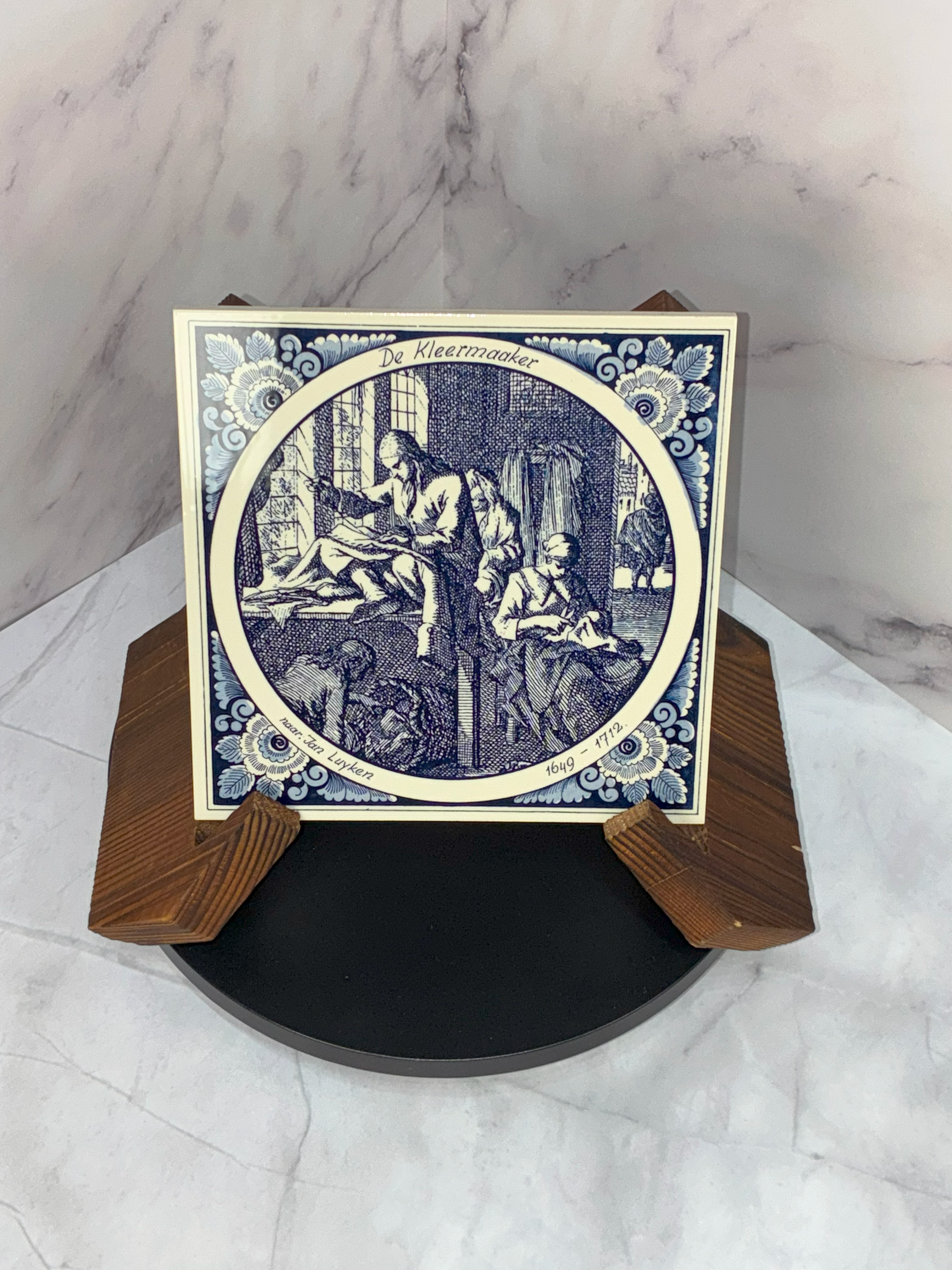 Set of 8 Vintage 1970s-1980s Delft Blue Jan Luyken Ceramic Tiles – Historical Trades Series