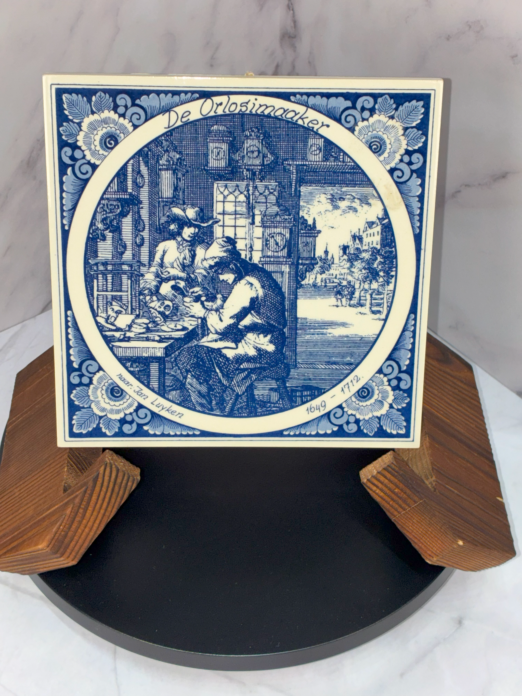 Set of 8 Vintage 1970s-1980s Delft Blue Jan Luyken Ceramic Tiles – Historical Trades Series