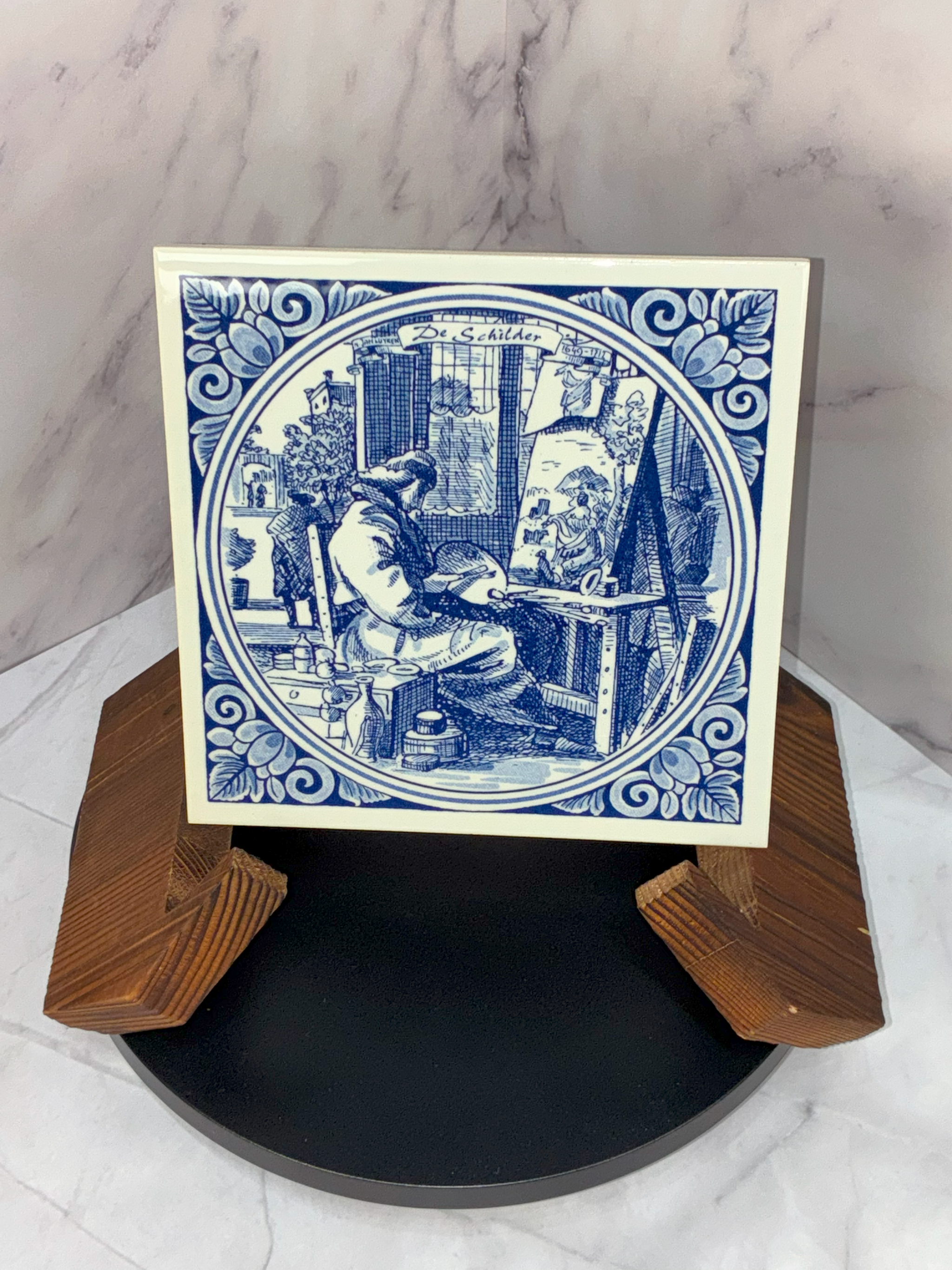 Set of 8 Vintage 1970s-1980s Delft Blue Jan Luyken Ceramic Tiles – Historical Trades Series