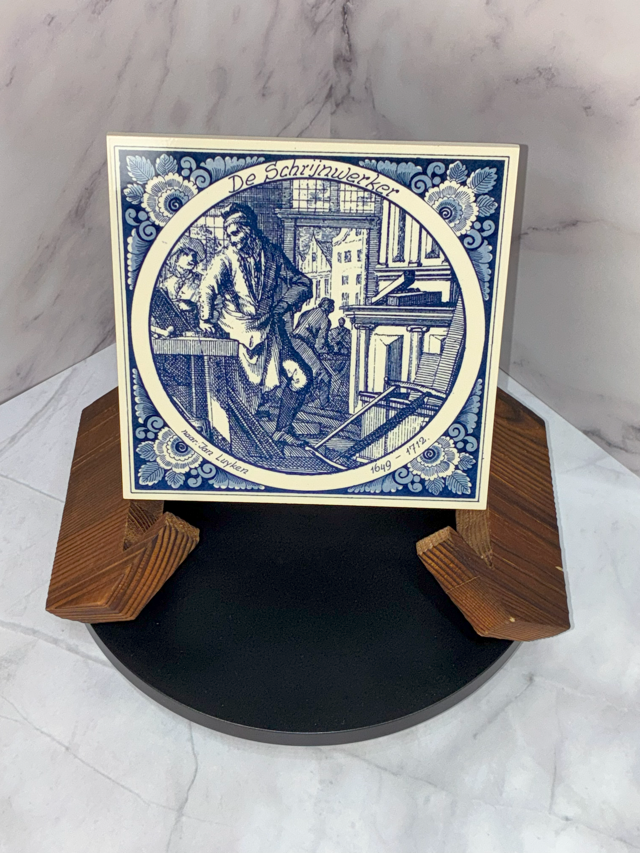 Set of 8 Vintage 1970s-1980s Delft Blue Jan Luyken Ceramic Tiles – Historical Trades Series