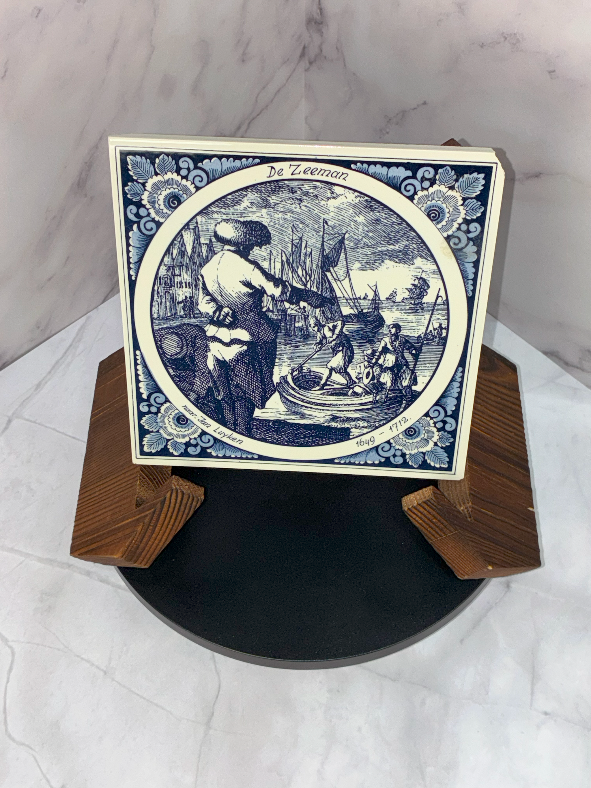 Set of 8 Vintage 1970s-1980s Delft Blue Jan Luyken Ceramic Tiles – Historical Trades Series