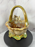 Vintage 1950s Ceramic Dove Basket Planter – Mid-Century Bird & Floral Design