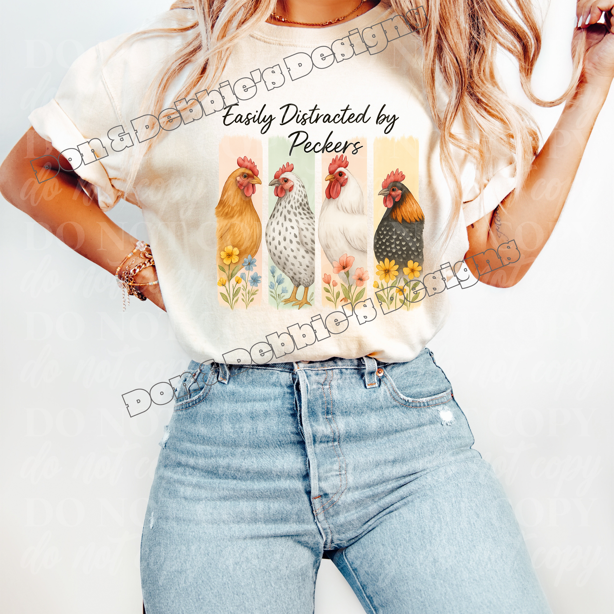 🐓 Easily Distracted by Peckers – Funny Tee🌸