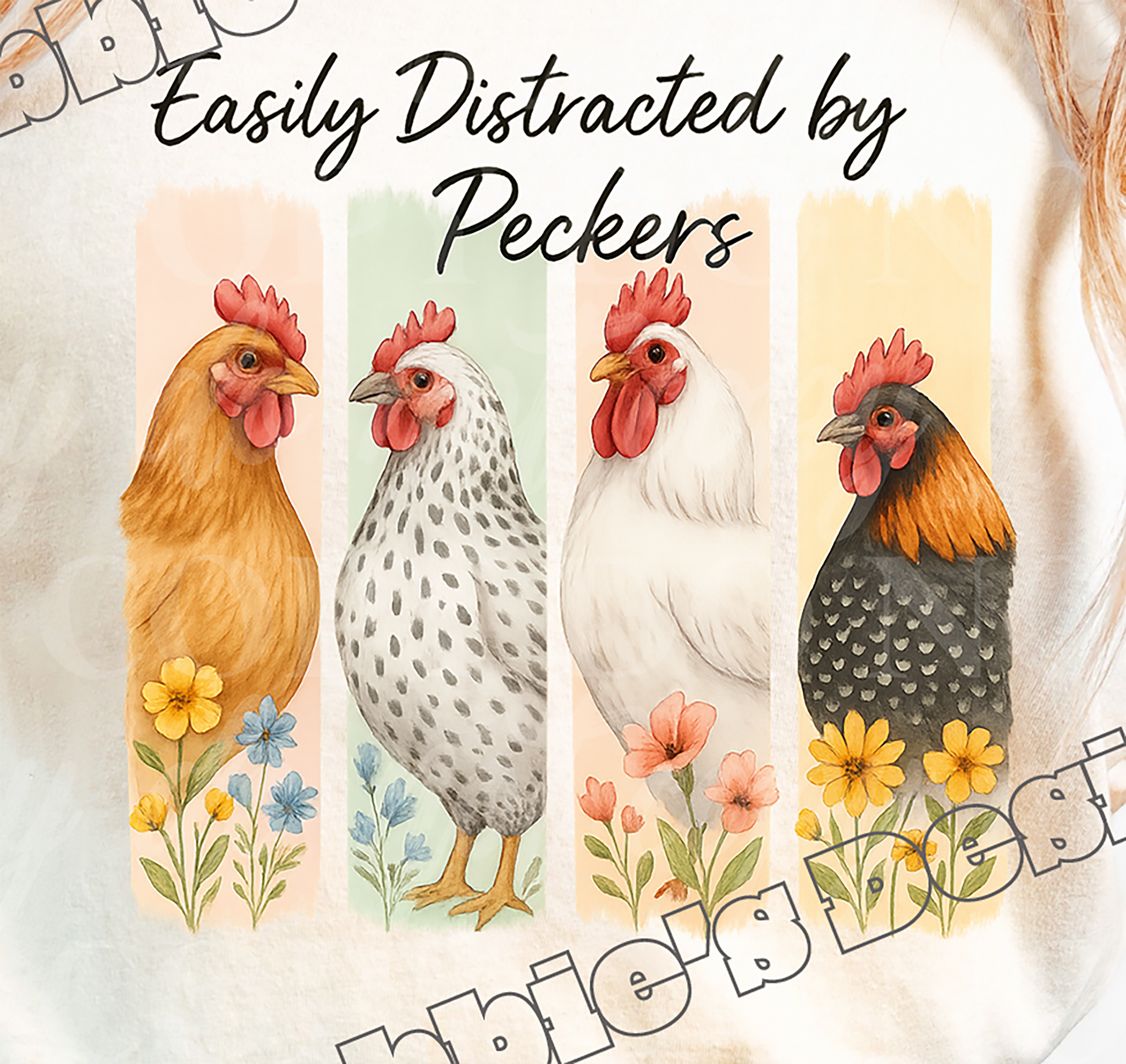 🐓 Easily Distracted by Peckers – Funny Tee🌸