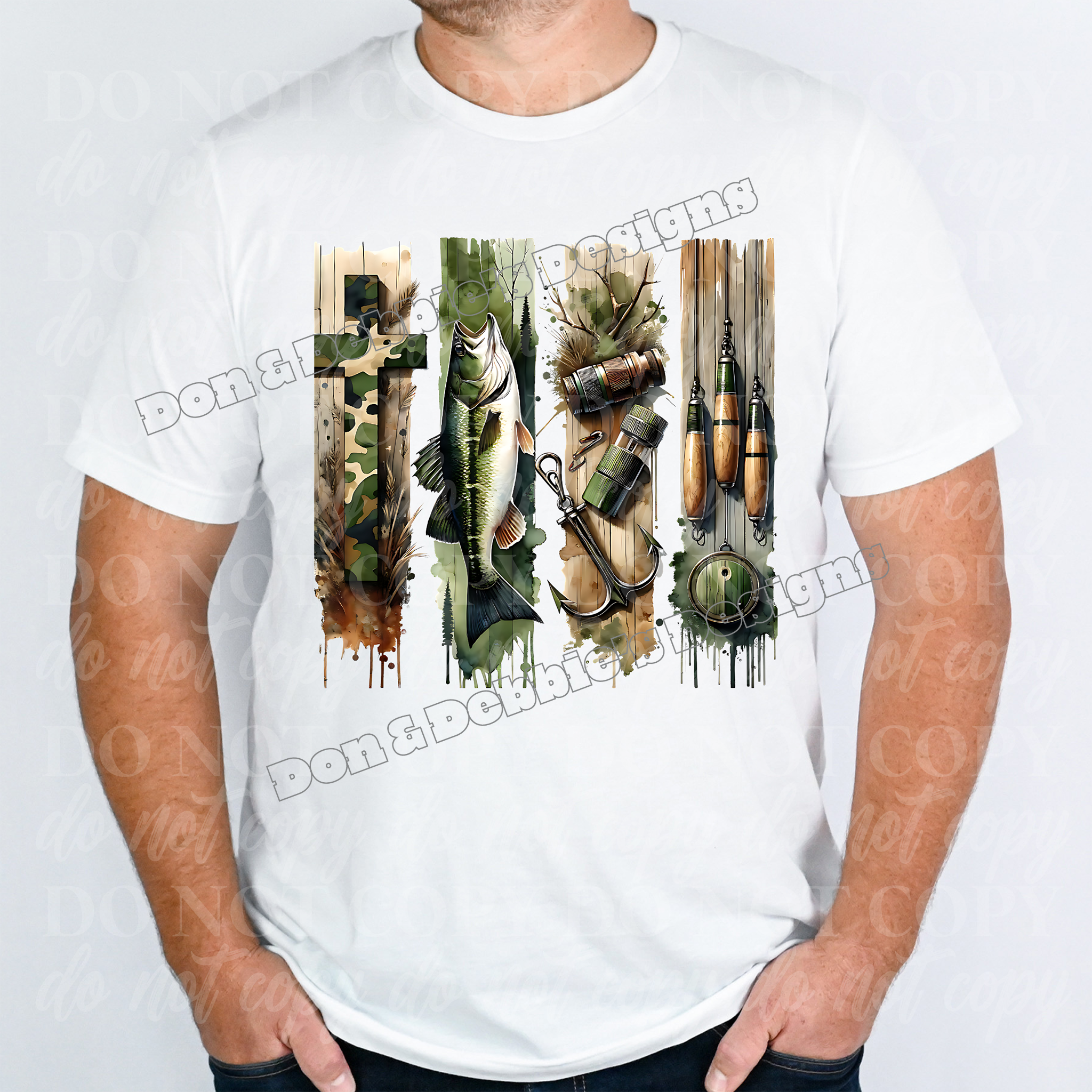 🎣 Fishing Brush Strokes – Outdoor DTF T-Shirt 🎣