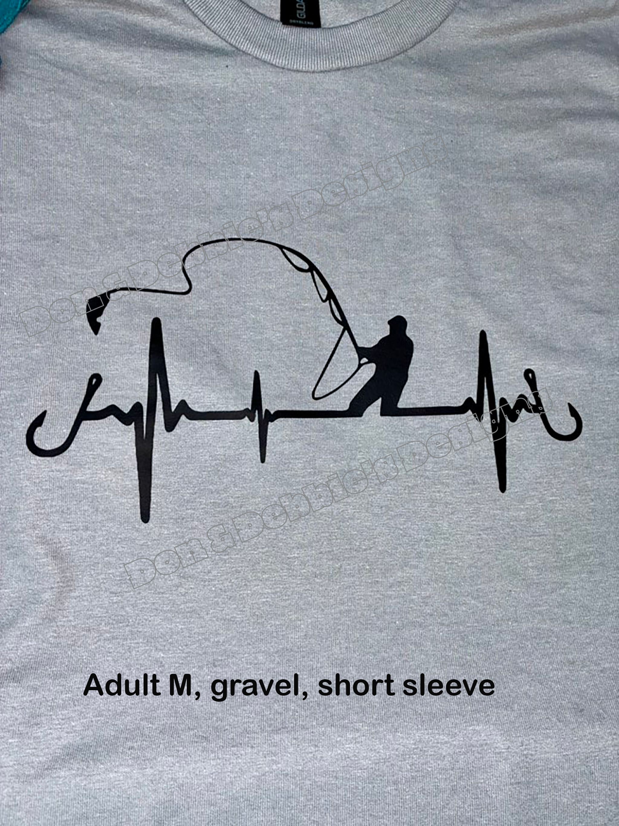 🎣 Fishing Heartbeat Tee – Unisex Gildan in Gravel (M) 🎣
