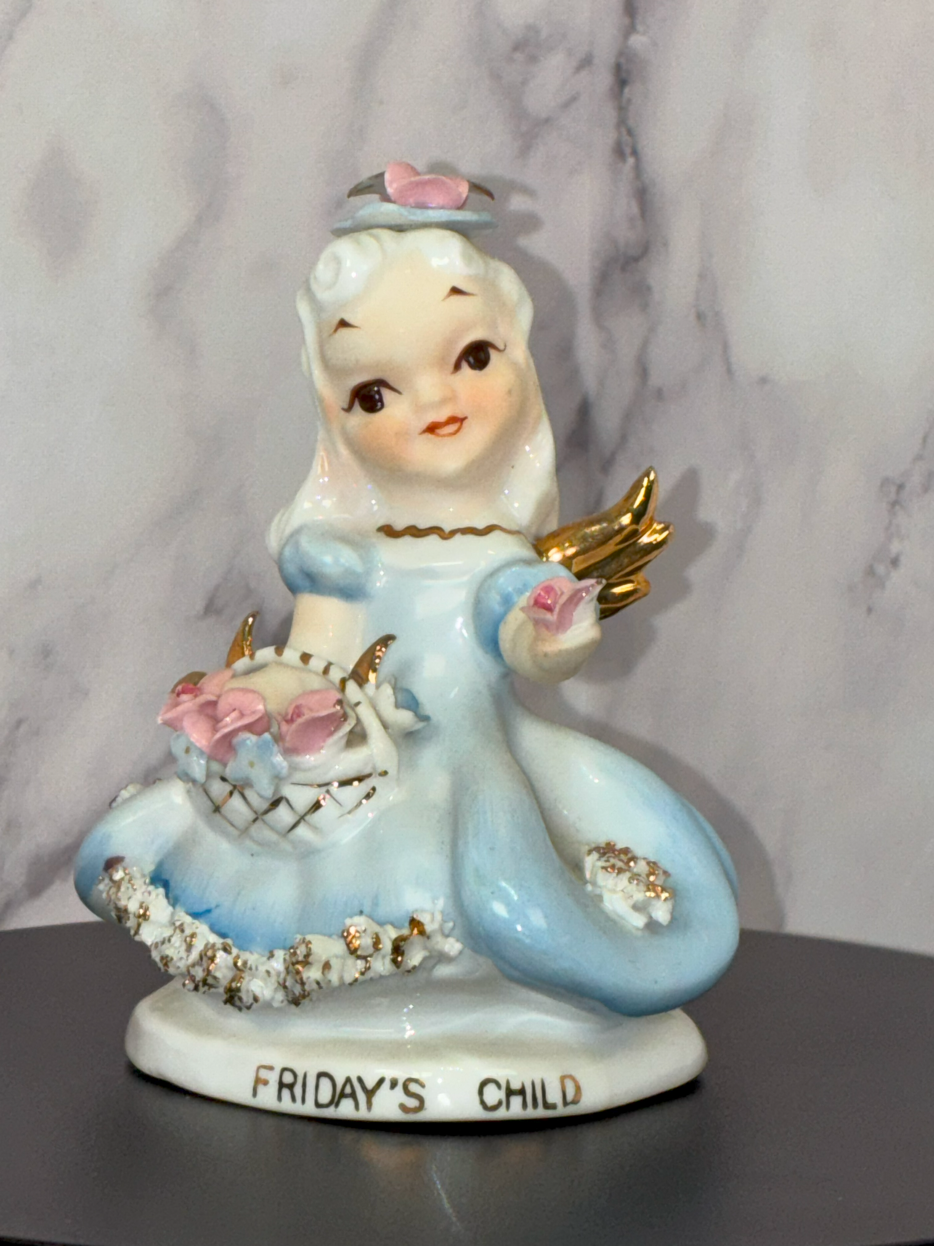 💙 Vintage "Friday’s Child" Figurine – Lefton, c. 1950s ✨