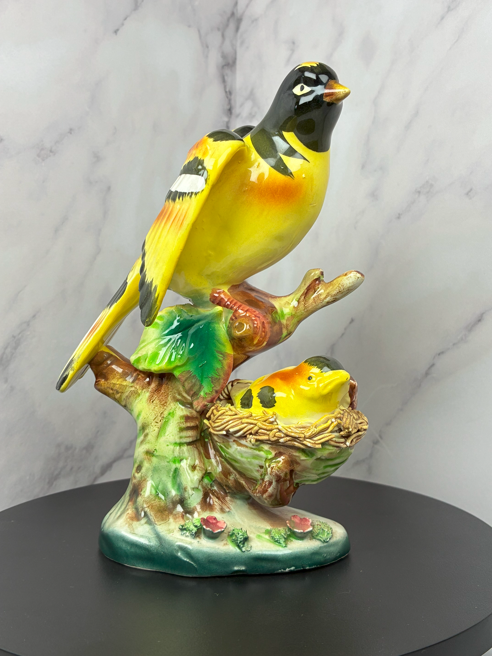 🐦 Vintage Ucagco Goldfinch Bird Figurine with Nest (Circa 1950s) 🐣