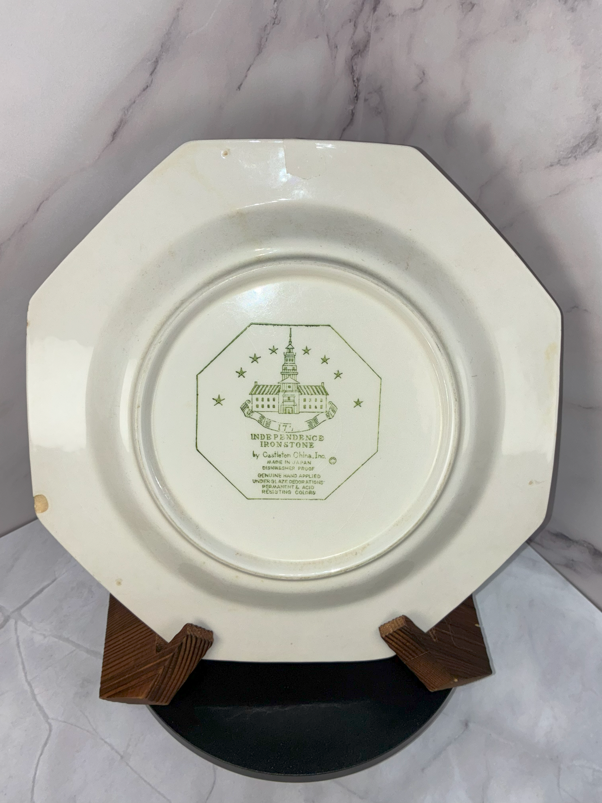 💙 Vintage Independence Ironstone Octagon Plate – Blue Floral (Japan, c. 1970s) ✨