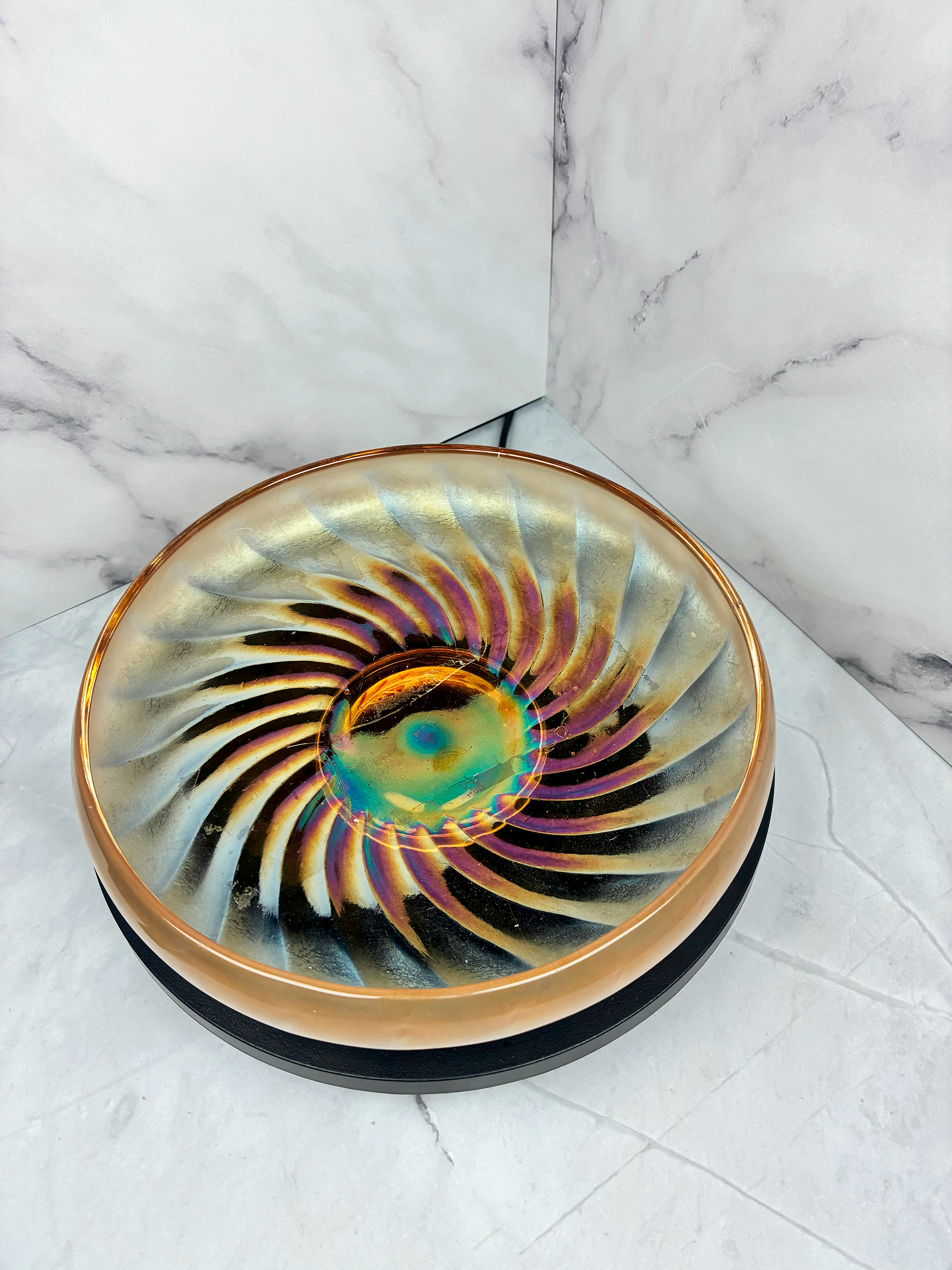 ✨ Vintage Indiana Glass Iridill Swirl Bowl (1960s) 🌀