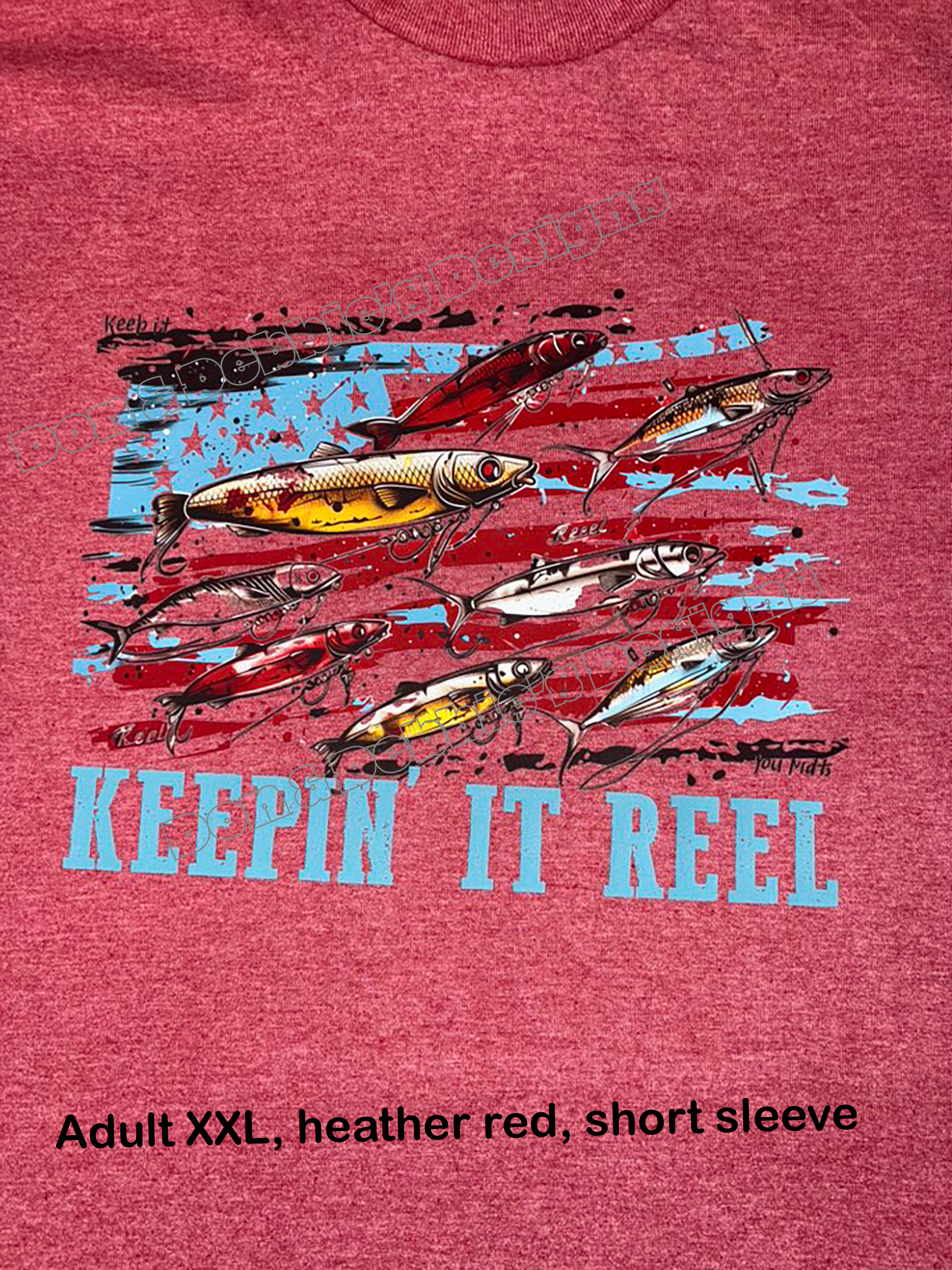 🎣 Keepin’ It Reel Tee – Unisex Gildan in Heather Red (XXL)