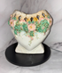 💐 Lattice Heart Vase – Vintage Floral Porcelain