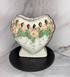 💐 Lattice Heart Vase – Vintage Floral Porcelain