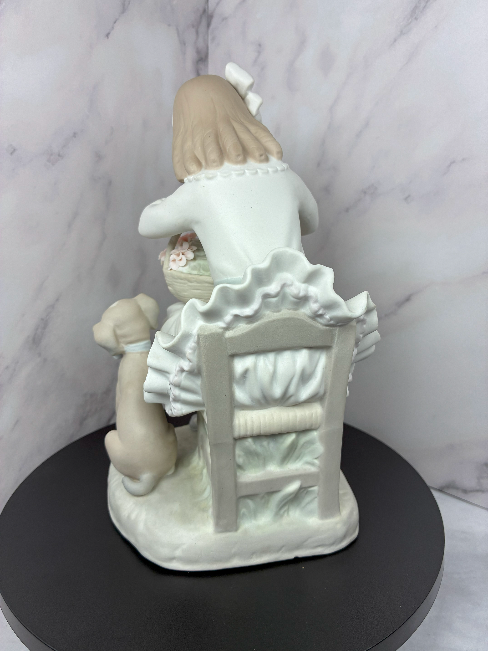Vintage Lladro "Girl with Basket & Dog" Figurine – Hand Made in Spain, 1980s