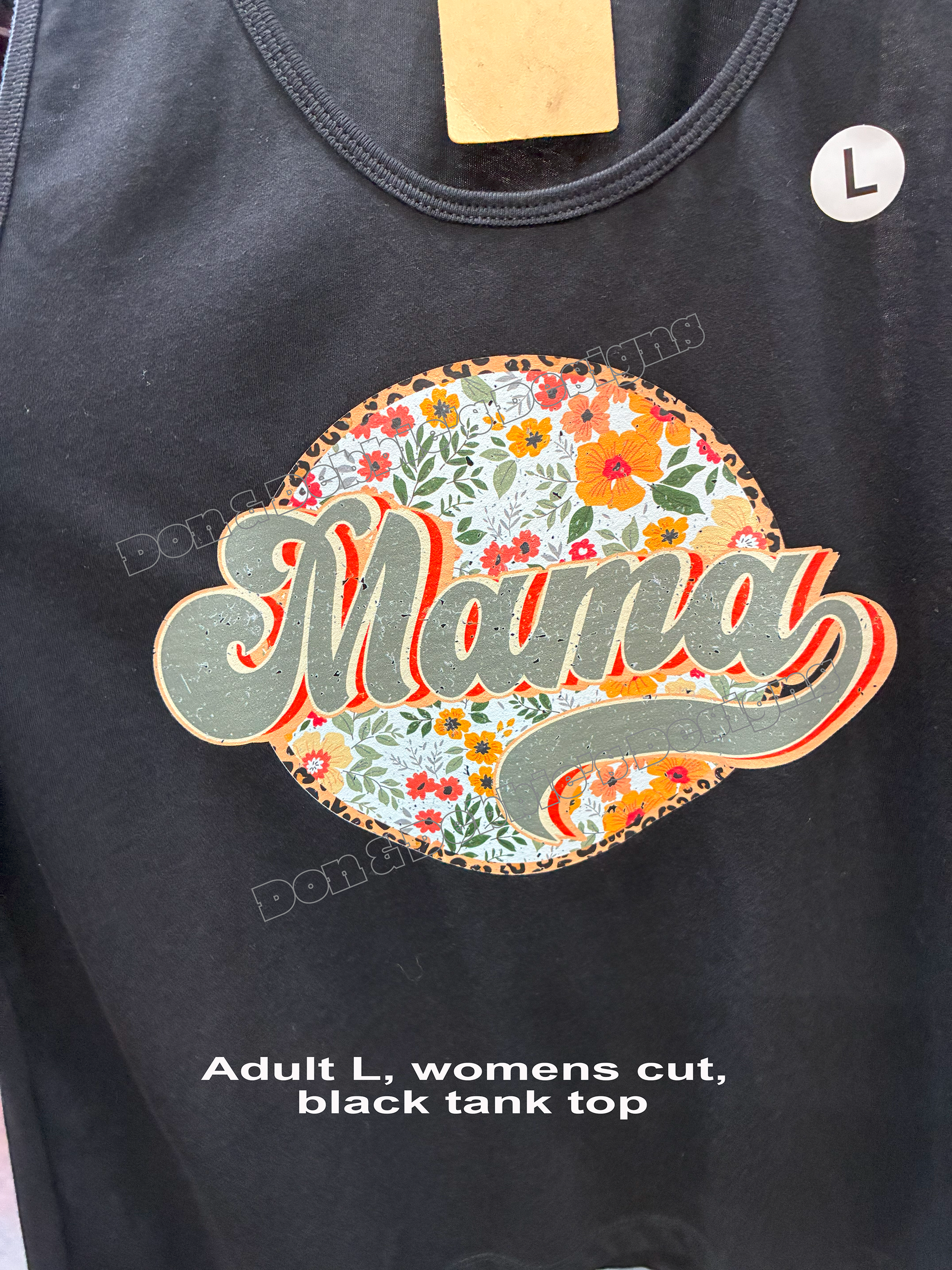 Retro Floral "Mama" Women's cut Tank Top (Adult L) 🖤