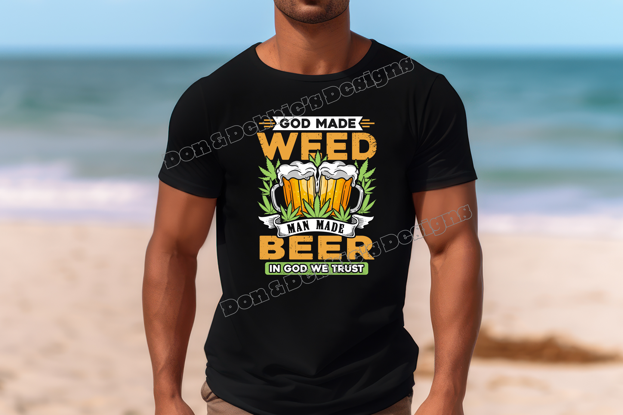 🍺 God Made Weed | Man Made Beer Tee 🍺