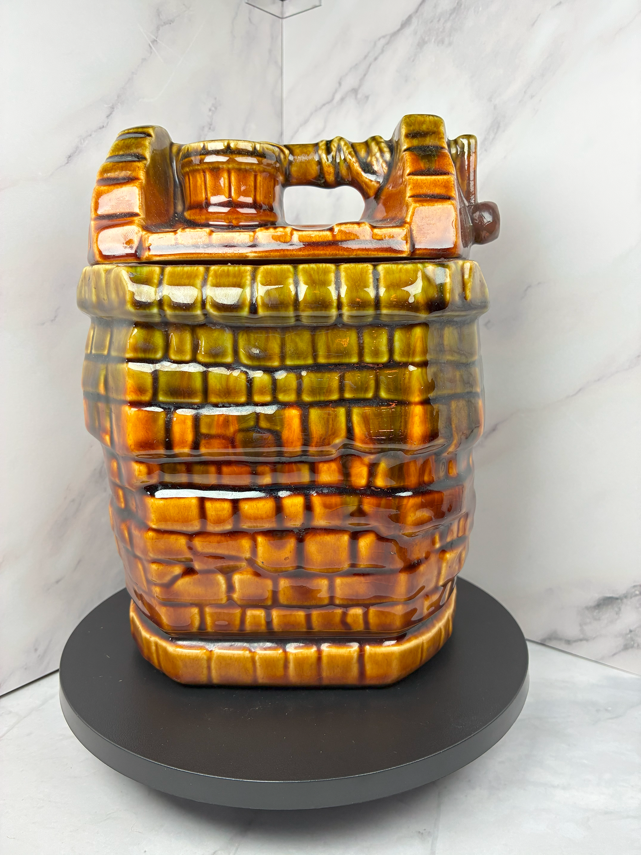 Vintage McCoy "Wish I Had a Cookie" Jar – Brown Drip Glaze Ceramic, 1960s