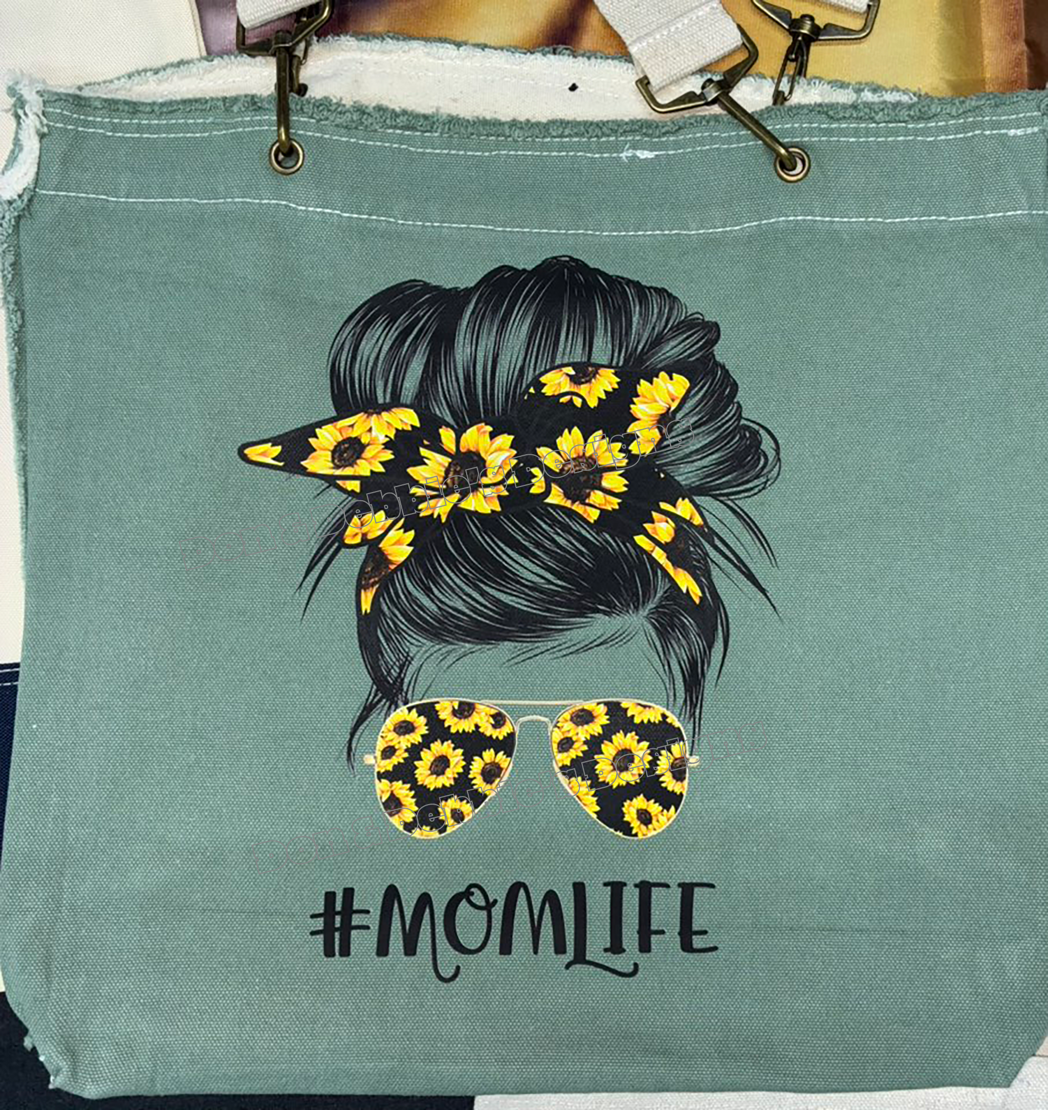 #MomLife Sunflower Hair & Shades Tote Bag