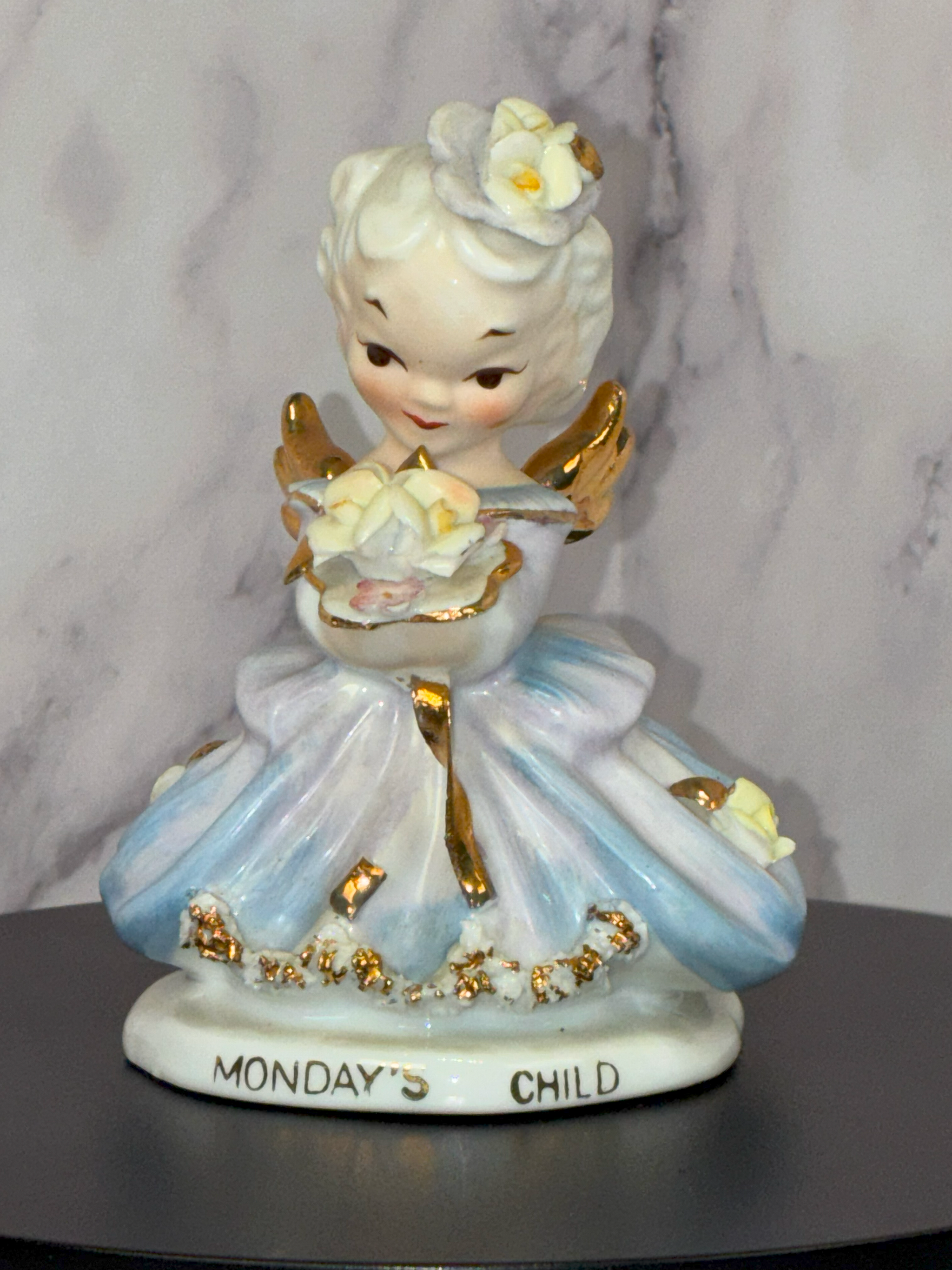 🕰️ Vintage Lefton "Monday’s Child" Figurine – c. 1950s 🌸✨