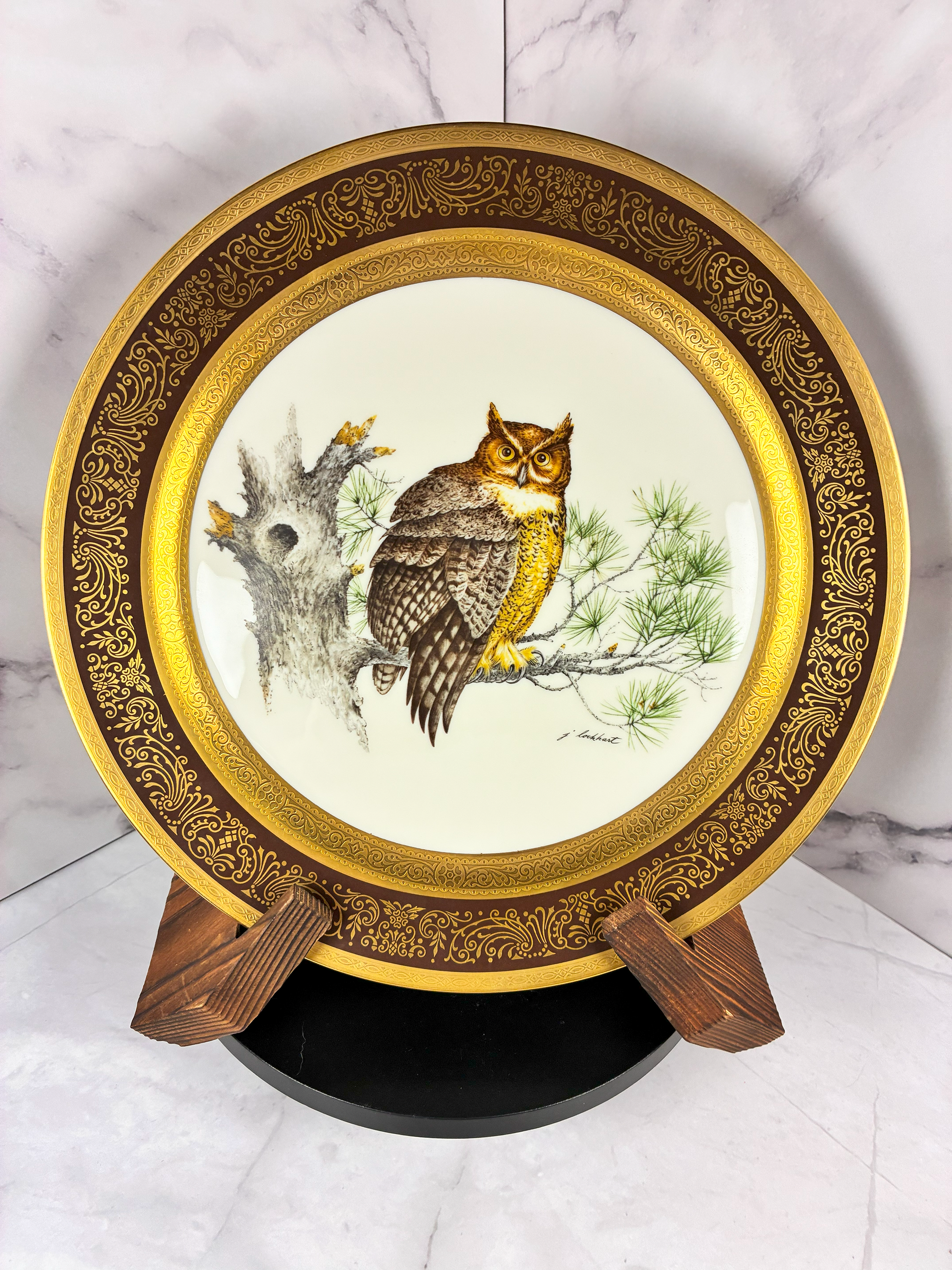 🦉 1970s–1980s Pickard “Great Horned Owl” Limited Edition Plate (James Lockhart) ✨
