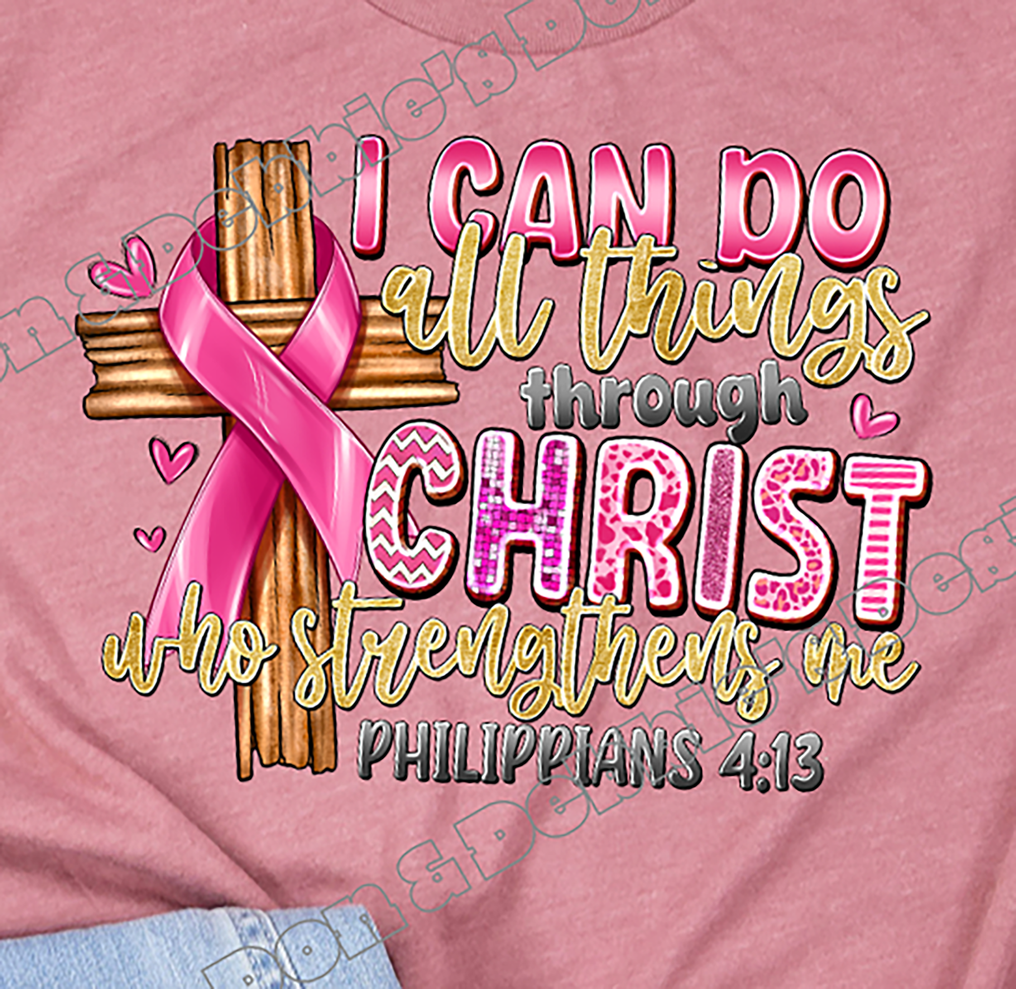 ✝️ Philippians 4:13 Breast Cancer Awareness T-Shirt 🎀
