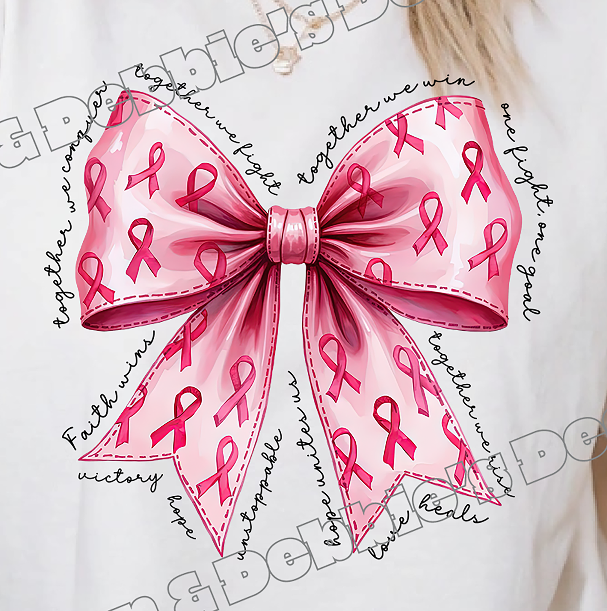 🎀 Pink Ribbon Bow Breast Cancer Awareness T-Shirt 💗