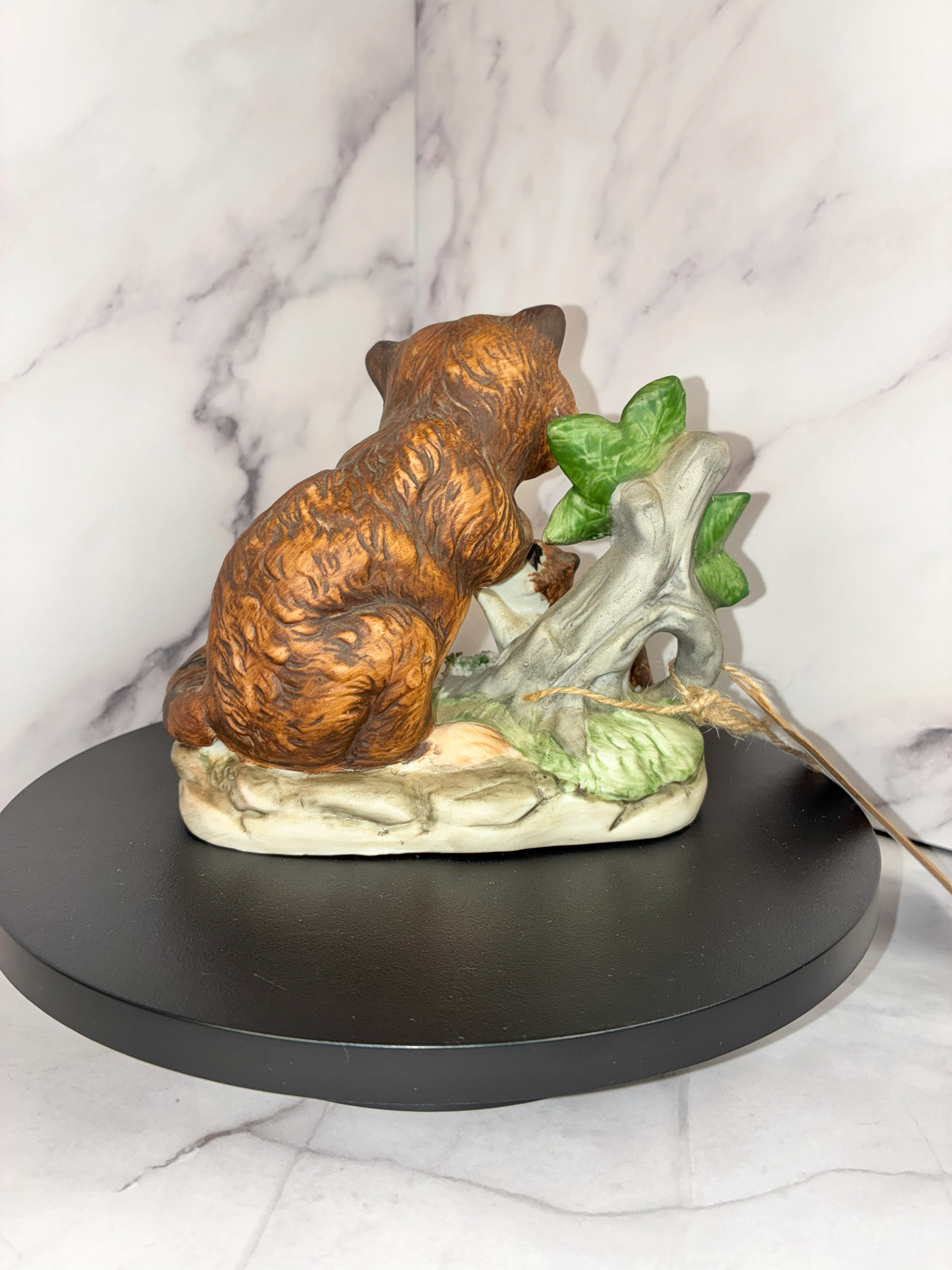 🦝 Sweet Raccoon Family Figurine – Vintage Taiwan Collectible