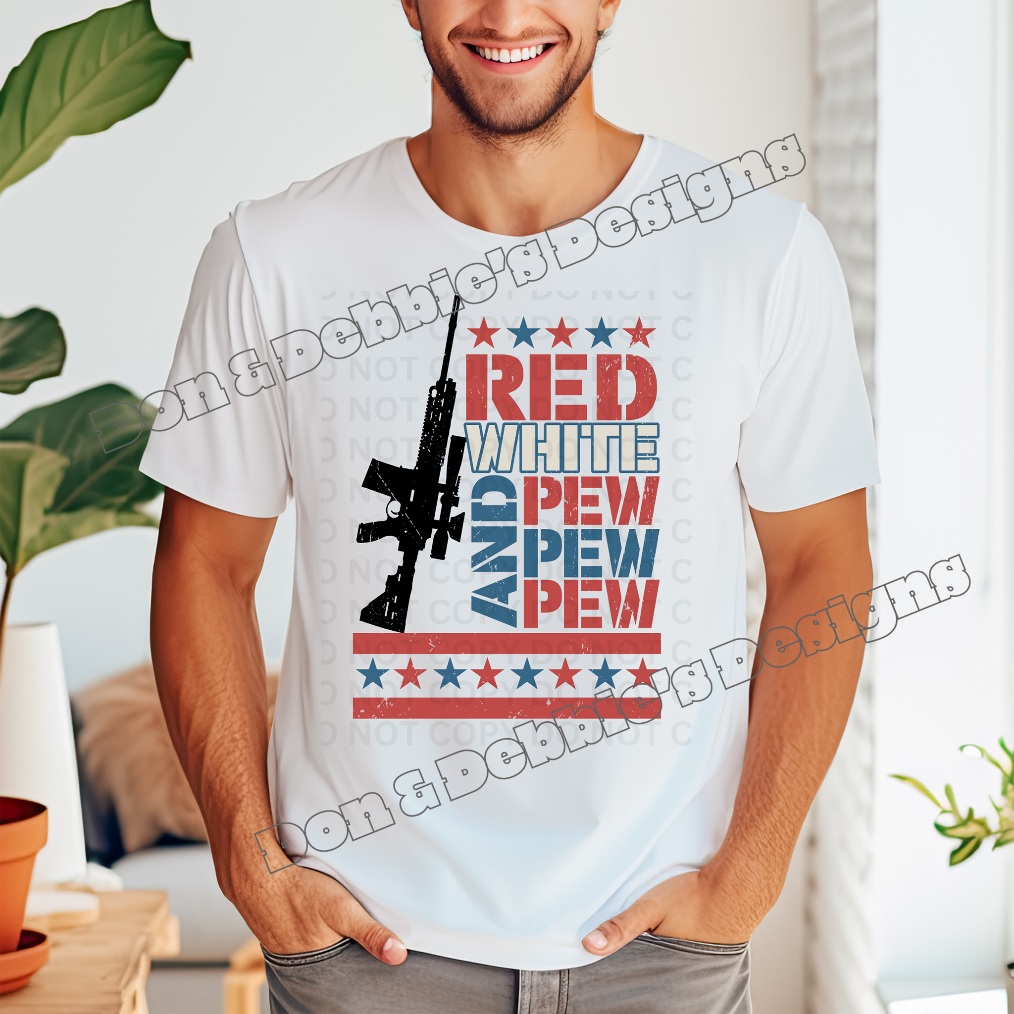 🔫 Red, White & Pew Pew Pew T-Shirt