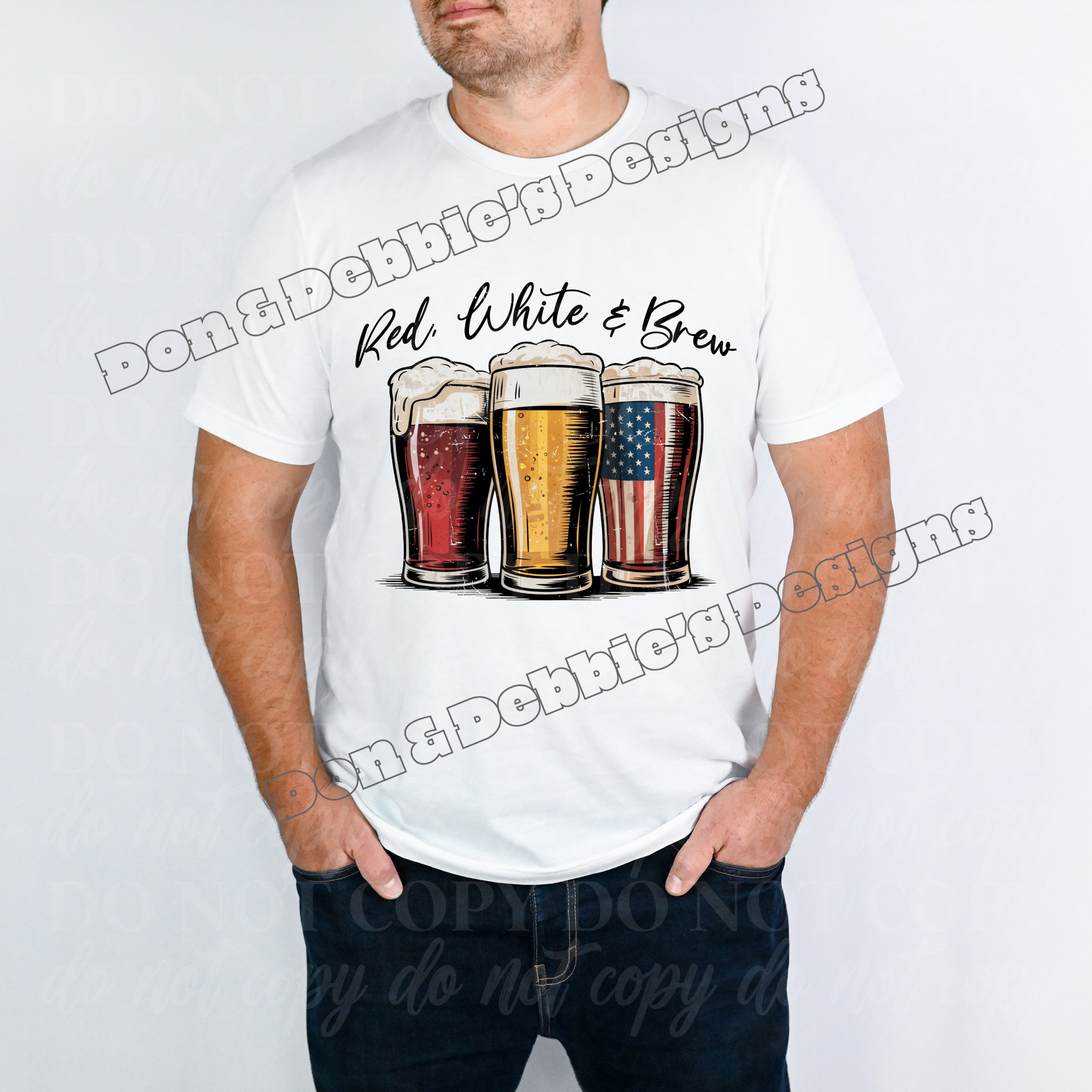 🍻 Red, White & Brew T-Shirt – DTF Design
