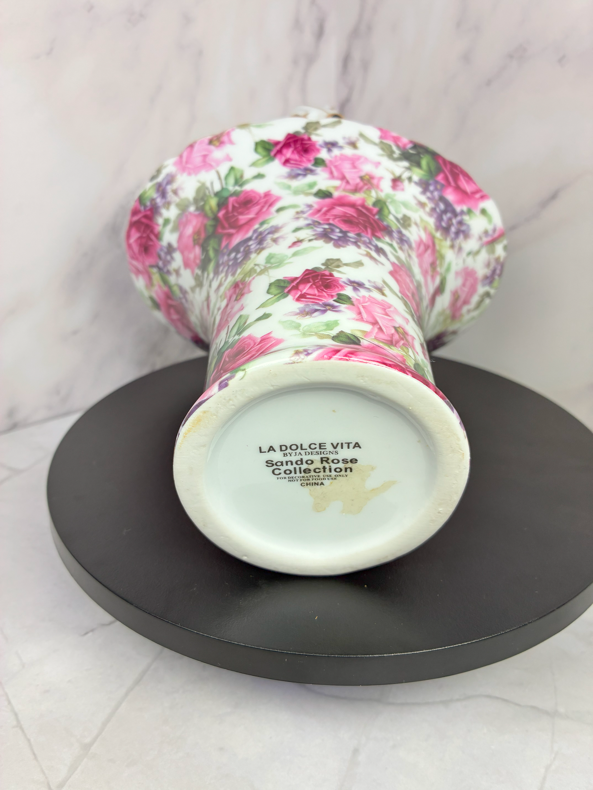 🌸 Vintage La Dolce Vita Sando Rose Collection Porcelain Basket 🌸