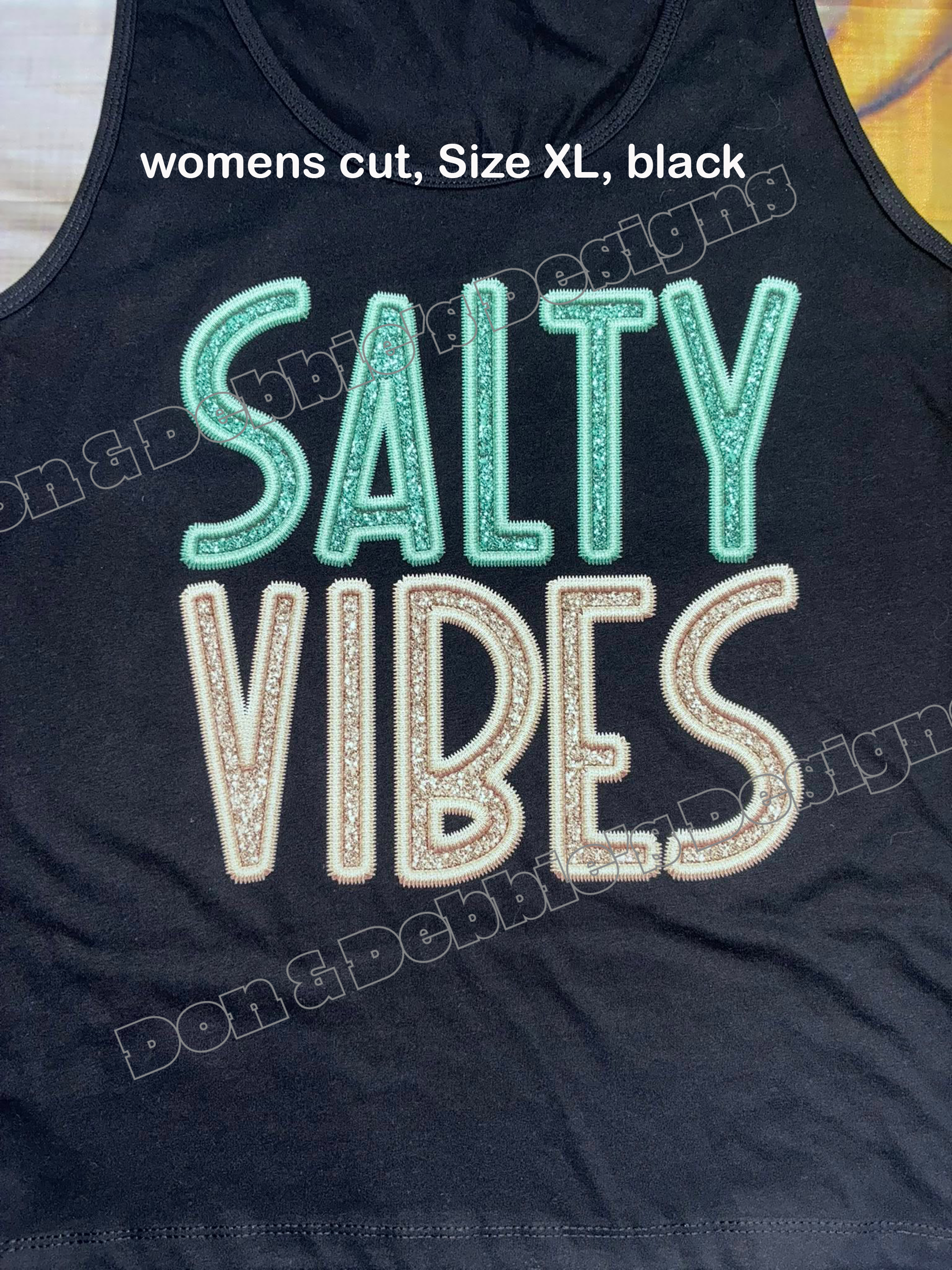 🌊 “Salty Vibes” Tank Top – Women's Cut, Size XL (Black) 🖤