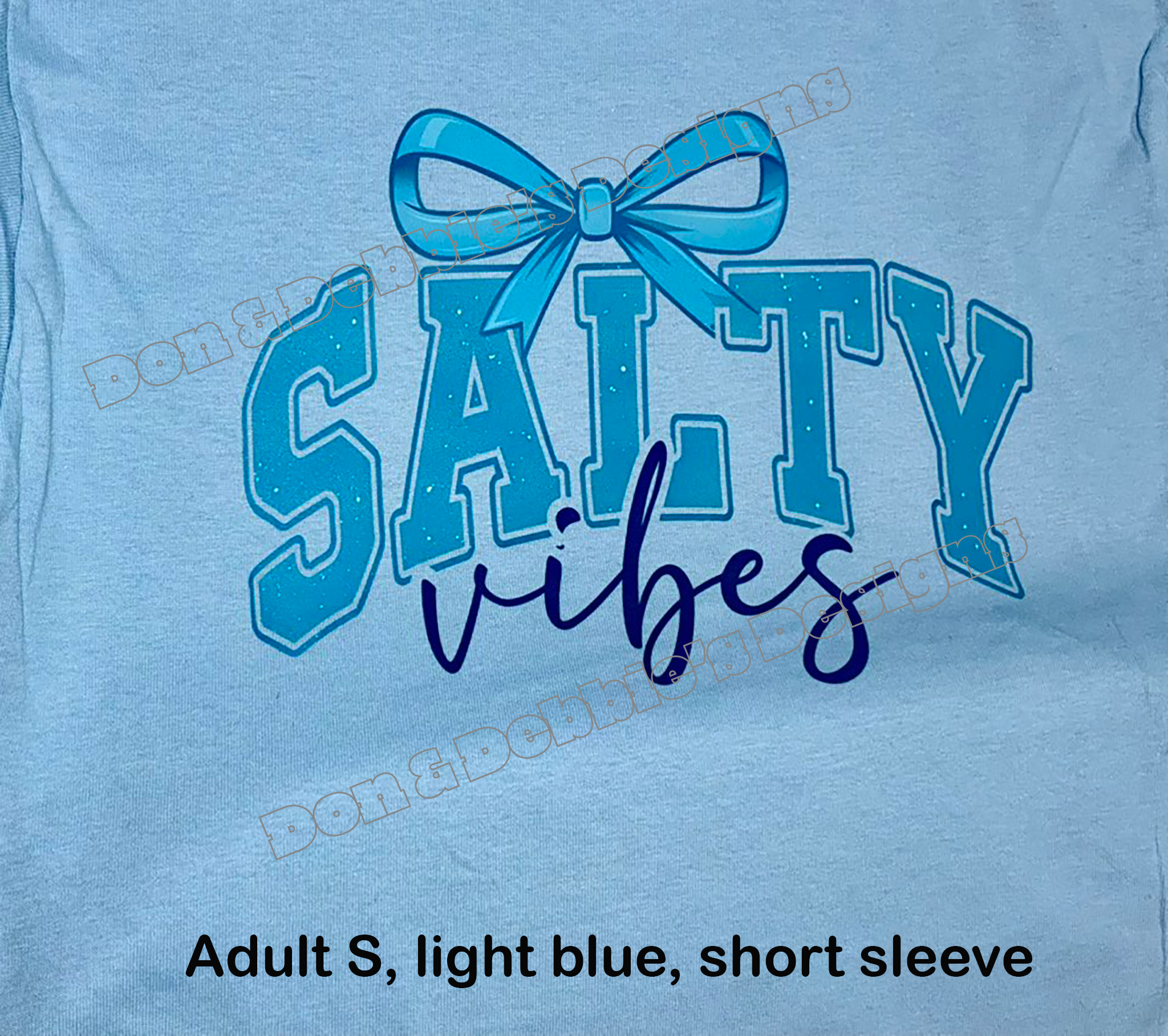 💙 Salty Vibes Tee – Adult S (Light Blue) 🌊🎀