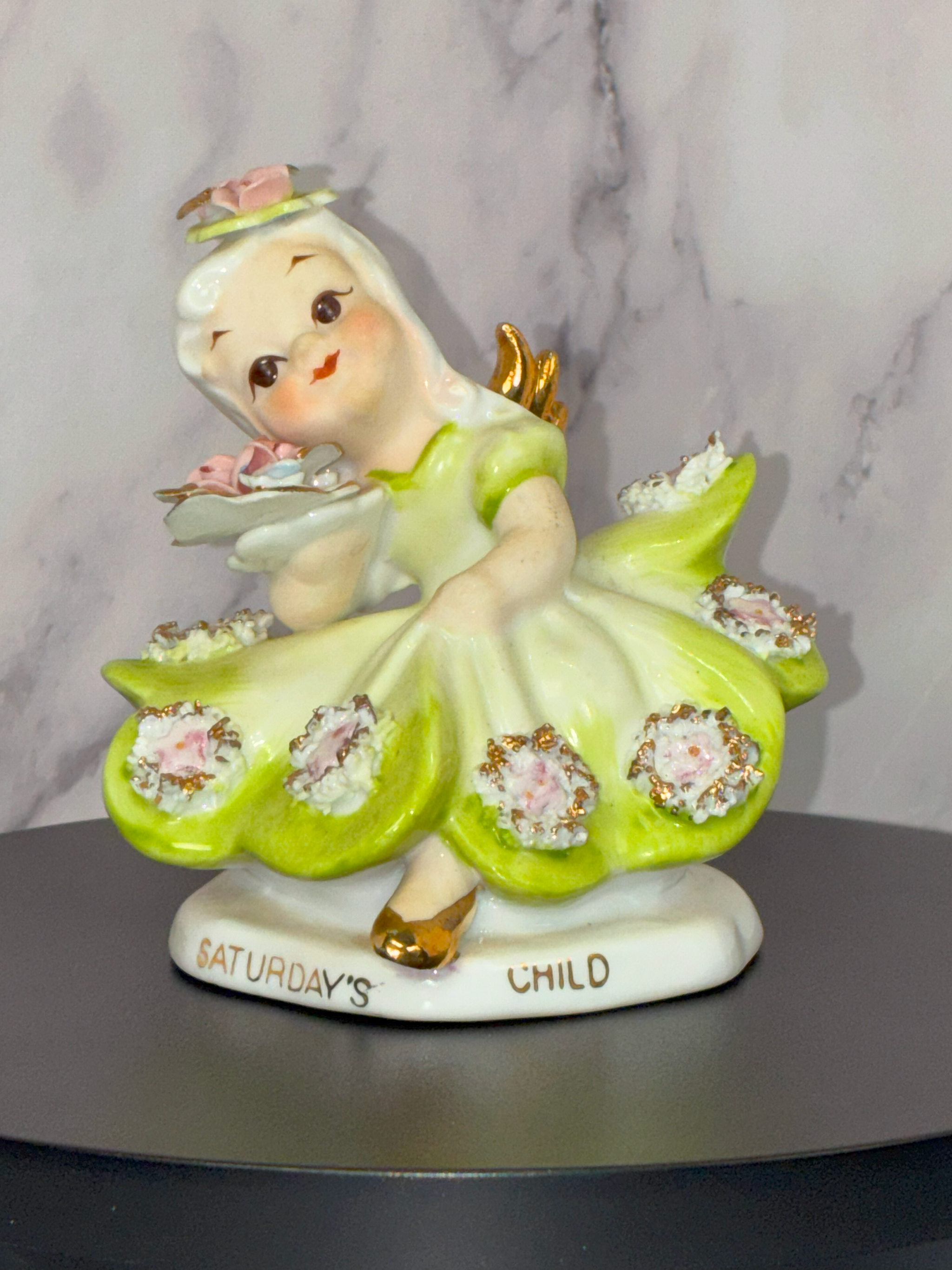 💚 Vintage "Saturday’s Child" Figurine – Lefton, c. 1950s ✨