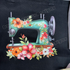Vintage Floral Sewing Machine Jumbo Tote Bag
