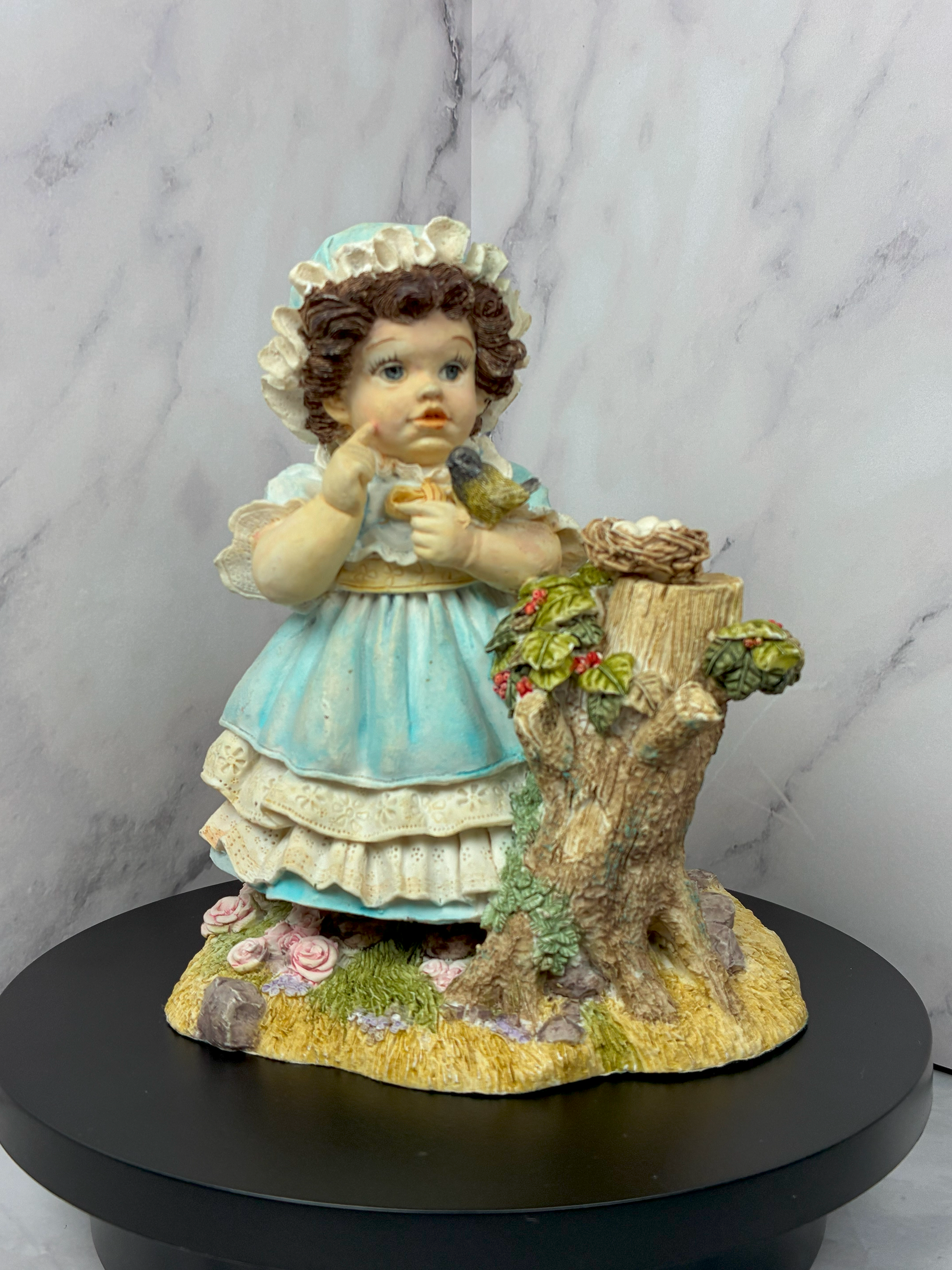 🌸 Vintage 1993 Girl with Birds Figurine by E.M. 🌸