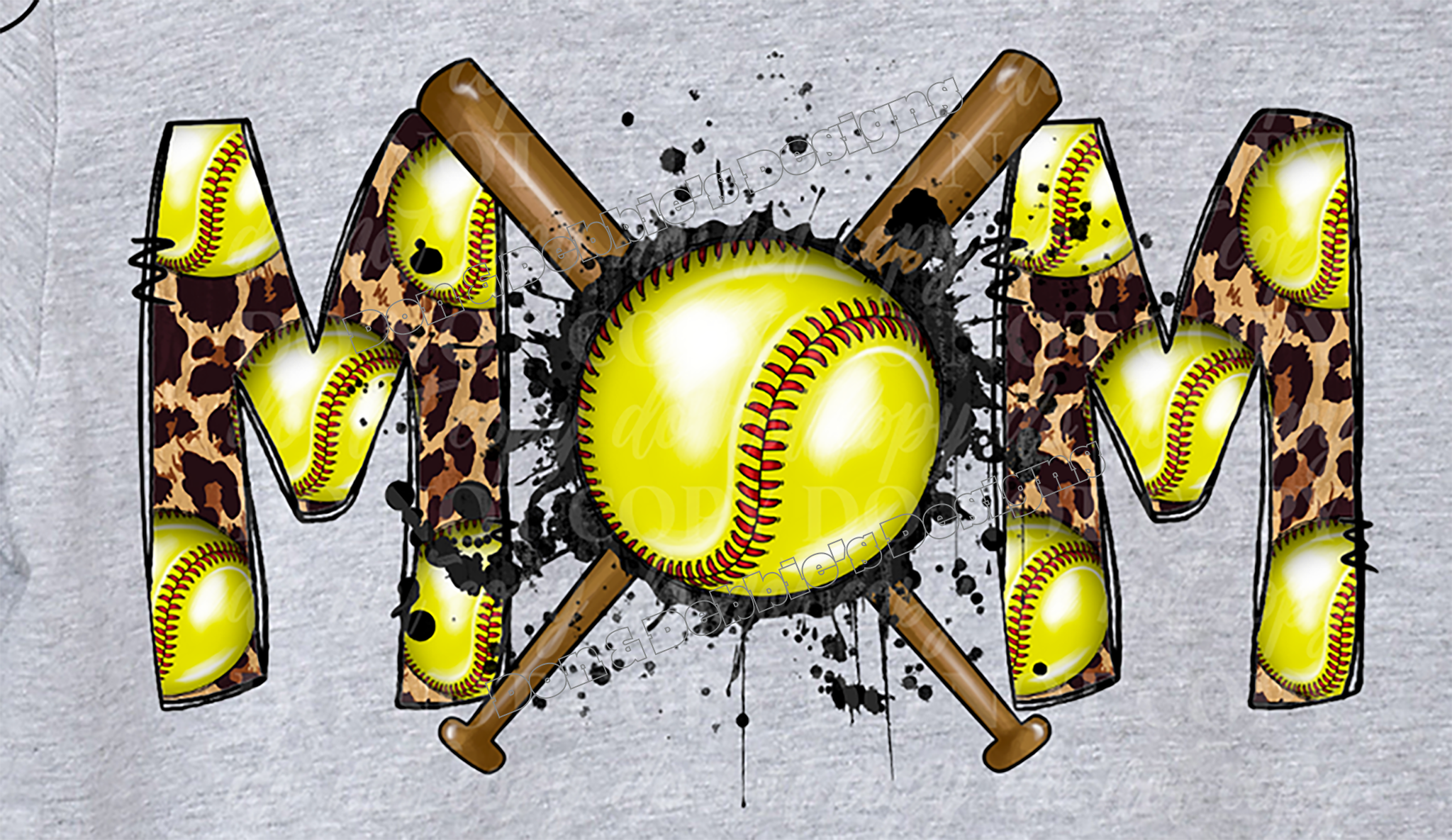 🥎 Softball MOM Leopard DTF Design Tee