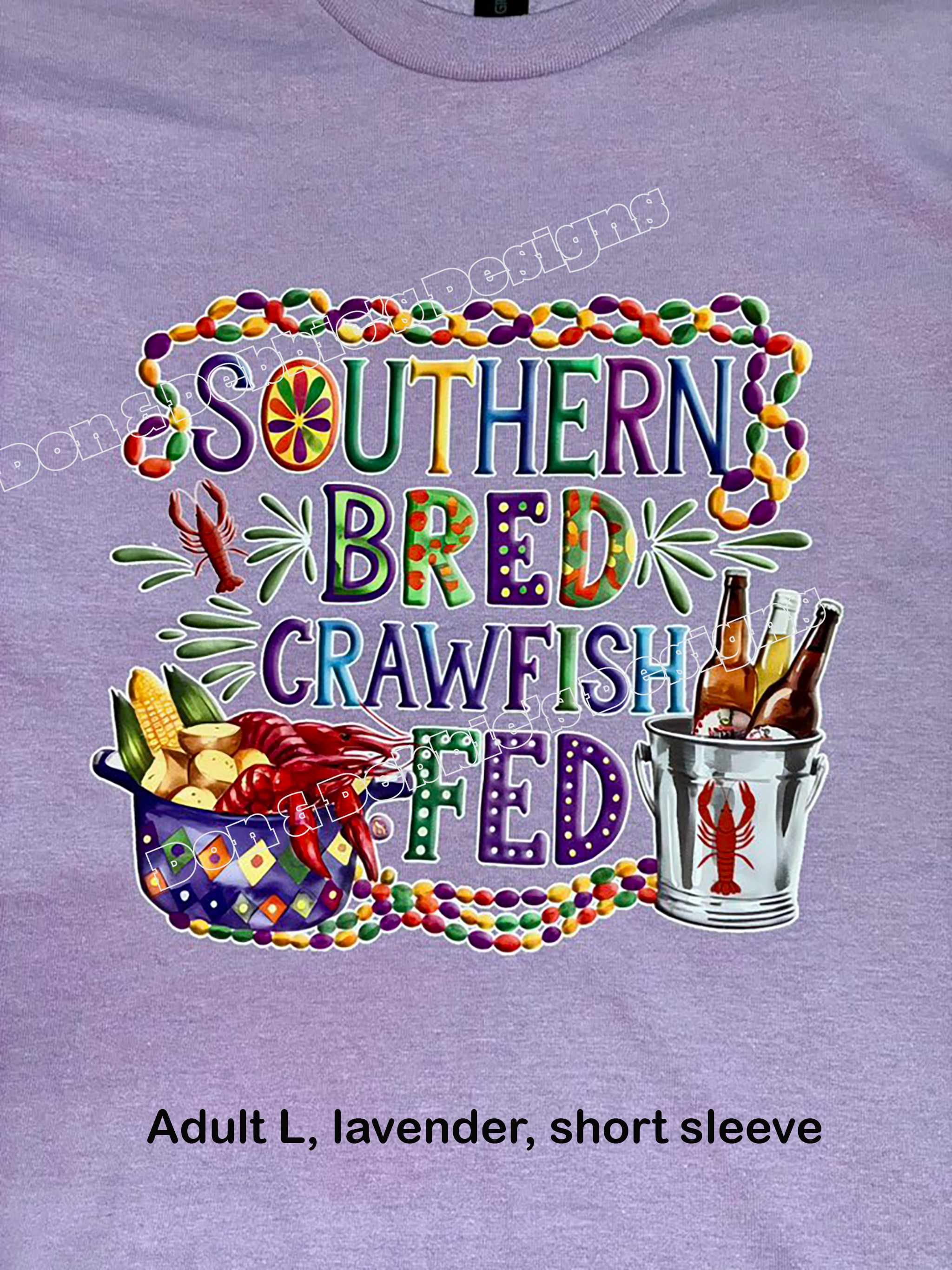 🦞 Southern Bred, Crawfish Fed Tee – Adult L (Lavender) 🎭🌽