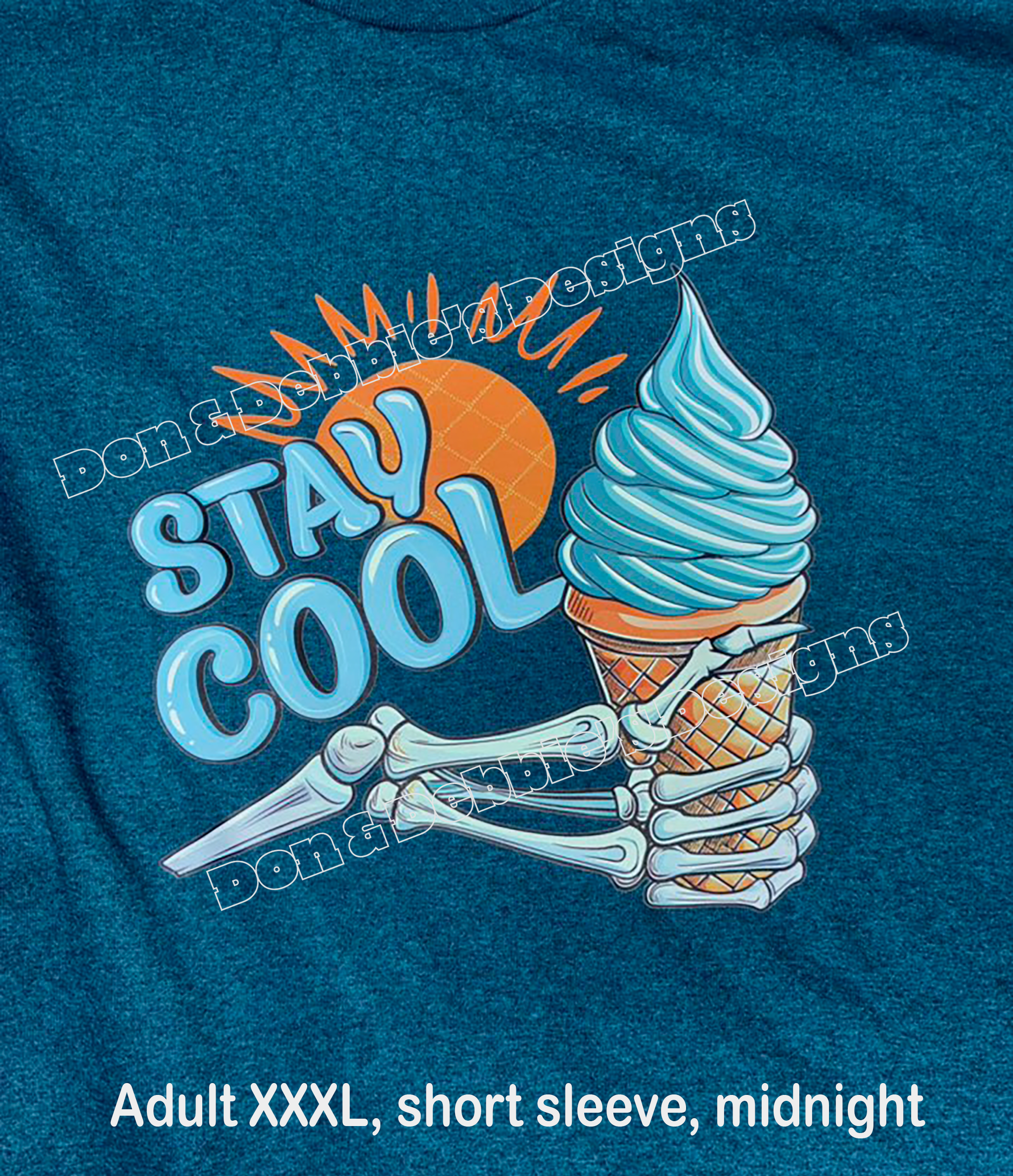 🍦 Stay Cool Skeleton Tee – Adult XXXL (Midnight) 🧊💀